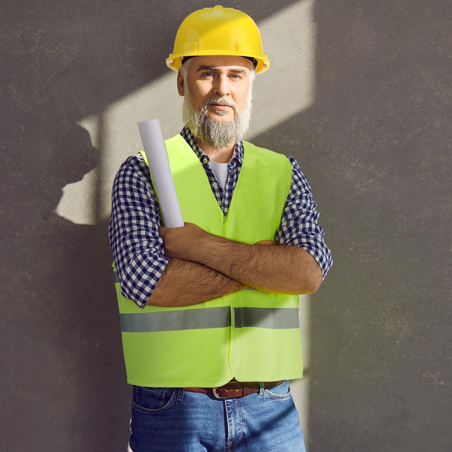 10 Sets Hard Hats and Safety Vest in Bulk Safety Helmet Construction Hardhat Multi Pack Cap Style Self Adjusting for Men Women(Neon Green, Yellow)