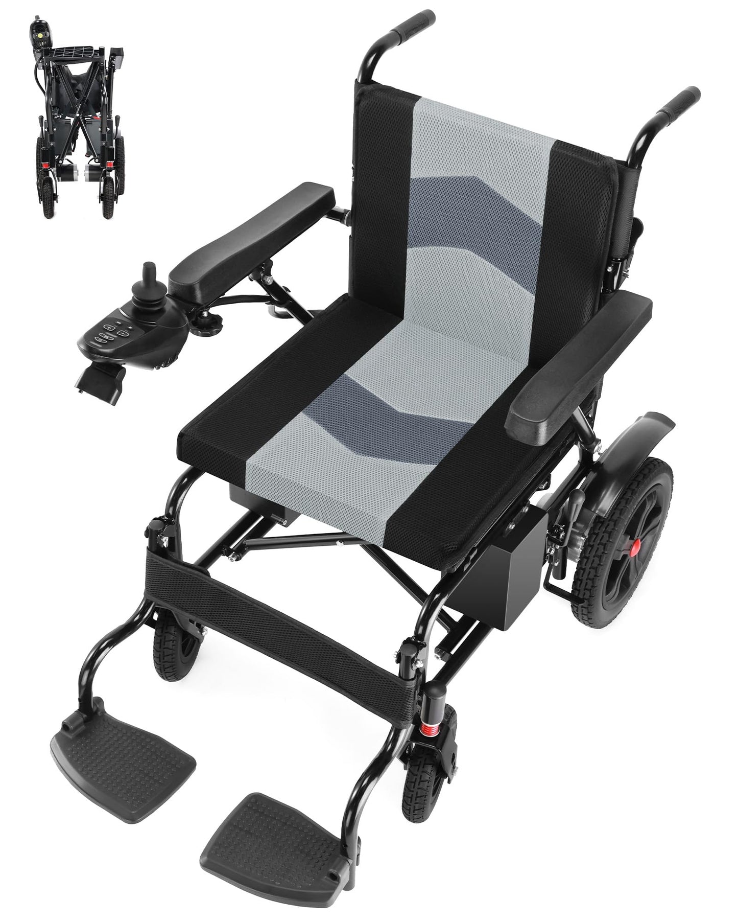 WalkFeel Foldable Electric Wheelchair with 19” Wide Seat, Lightweight Electric Wheelchairs for Adults|Seniors|Handicap, All-Terrain Power Wheelchair, 330 LB Capacity (Gray)