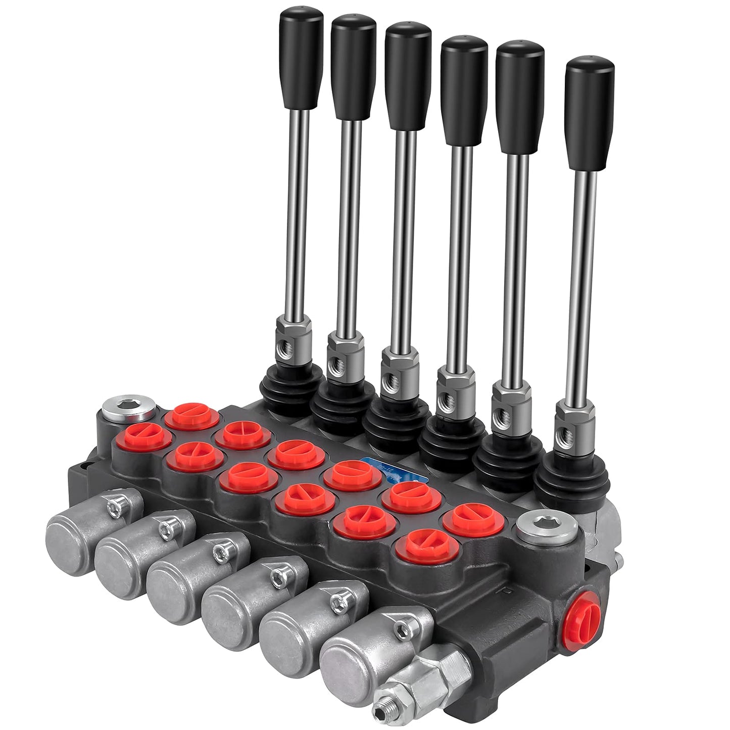 VEVOR Hydraulic Directional Control Valve, 6 Spool Hydraulic Spool Valve, 11 GPM Hydraulic Loader Valve, 3600 PSI Directional Control Valve, Hydraulic Valves and Controls for Tractors Loaders Tanks