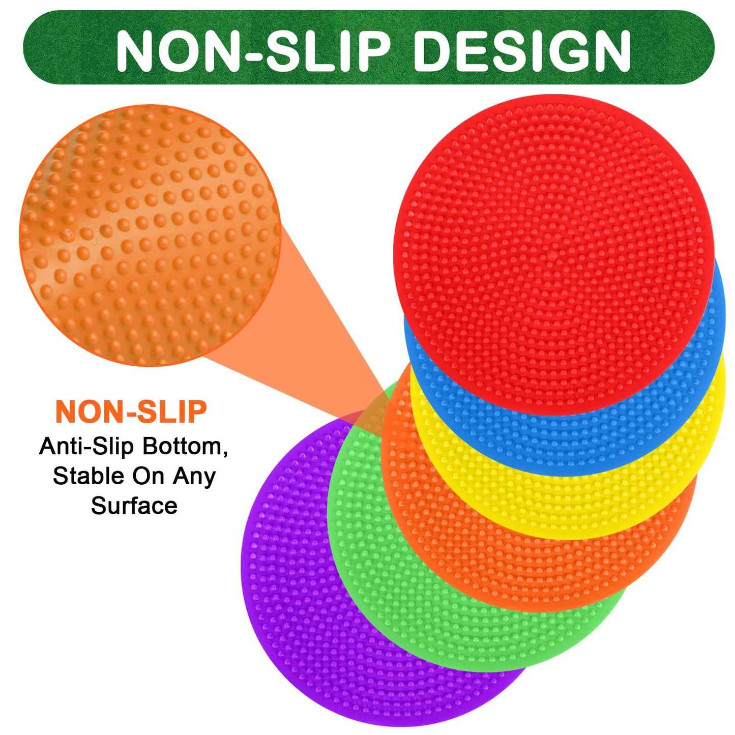 TuXHui 4 Inch Poly Spot Markers for Gym Floor, Non-Slip Rubber Floor Dots Flat Cones, 24Pcs Agility Markers for Soccer, Basketball, PE Training, Dance & Classroom Activities