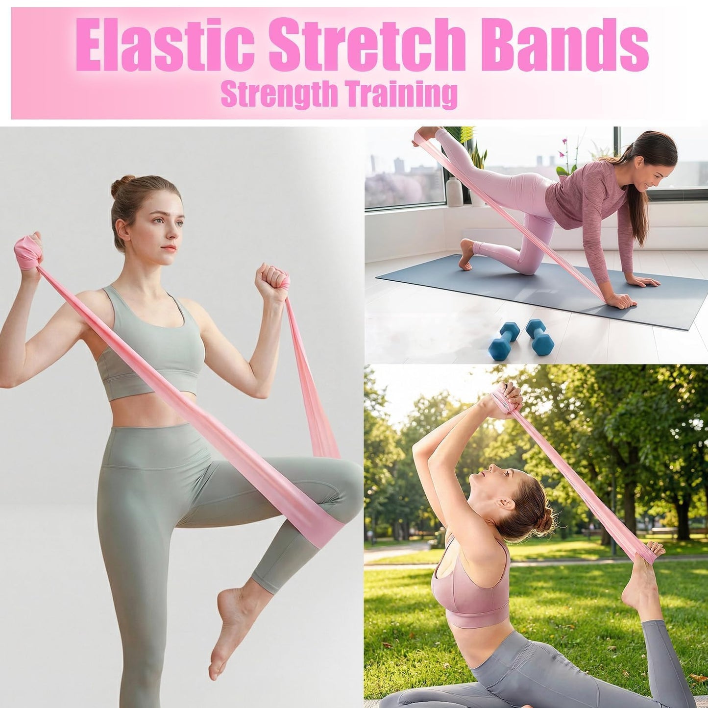 Ankle Resistance Bands with Cuffs (Pink Set)