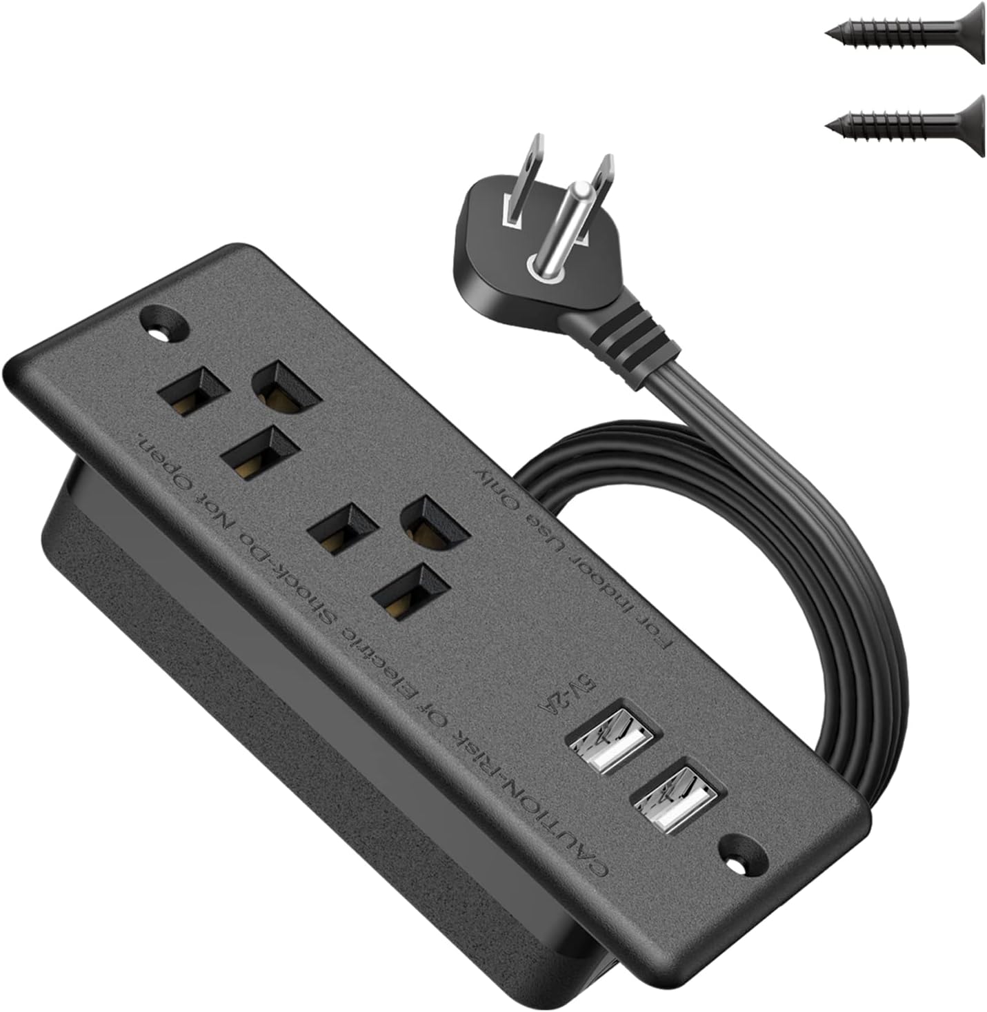 Jgstkcity 2 Grommet 9.85ft Recessed Power Strip with USB,Flat Plug Ultra Thin Extension Cord,Furniture Desktop Charging