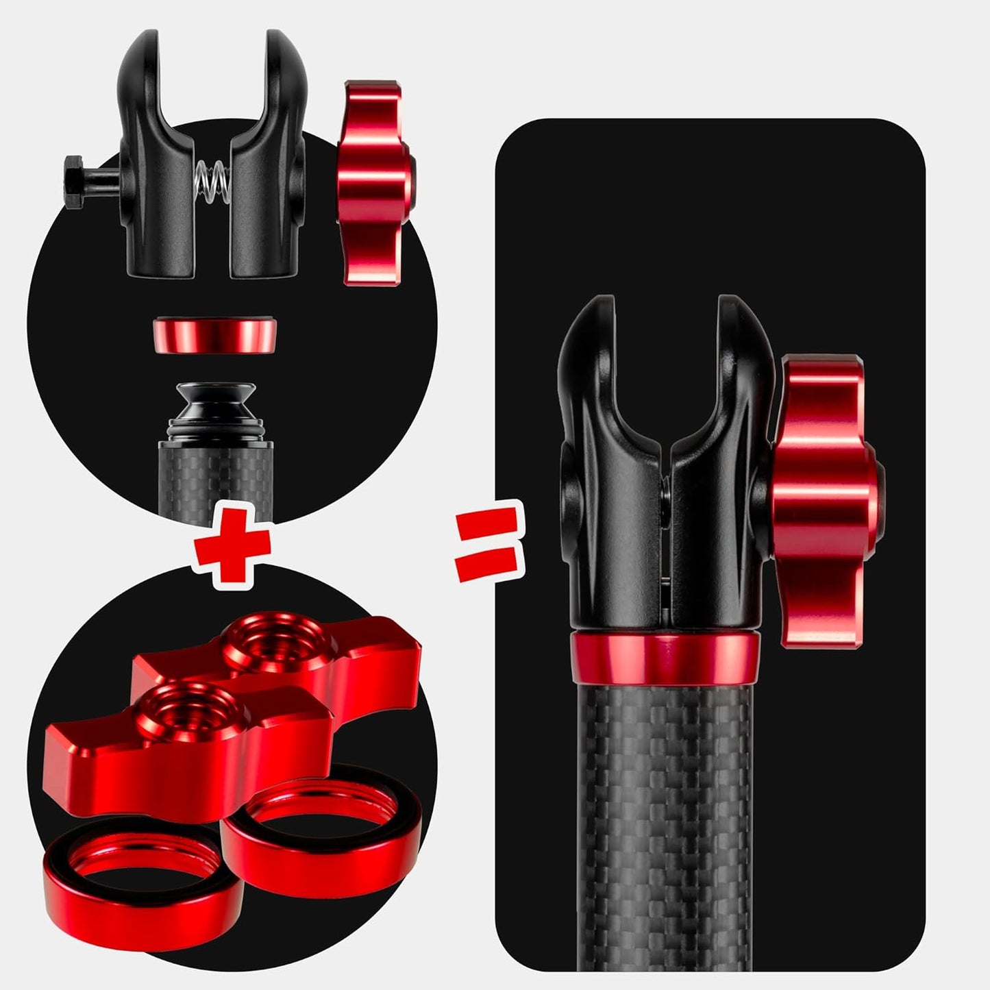 5" 20mm 20 20mm Tackform Long Ball and Socket Arm DuraLock Series Carbon Fiber Arm | Dual Sockets with Optional