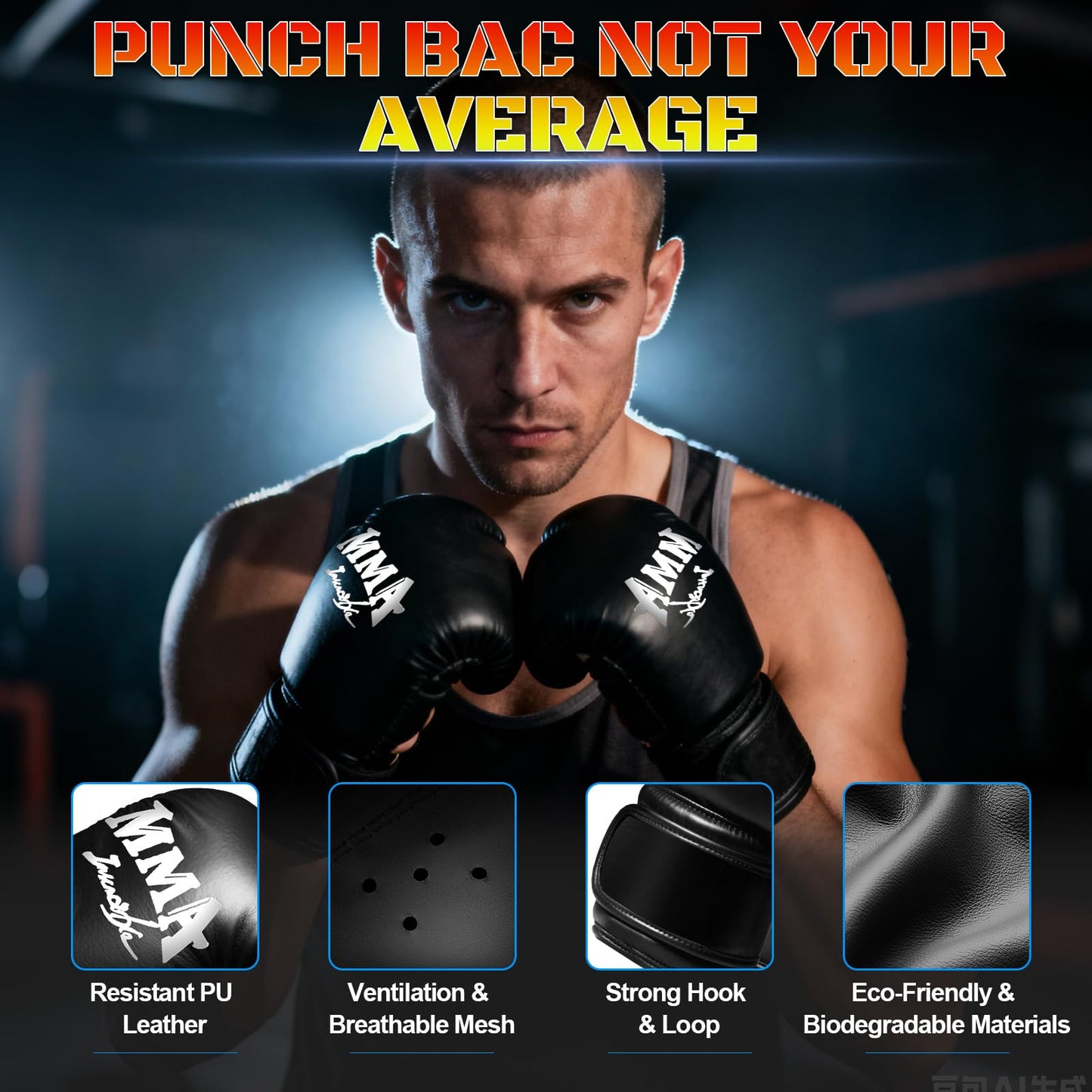 Heavy Boxing Bag with Stand for Adult Teens, 70'' Freestanding Punching Bag with Boxing Gloves, Men Women Standing Kickboxing Bag, Kickboxing Bags for Beginners Training MMA Muay Thai Fitness Home Gym