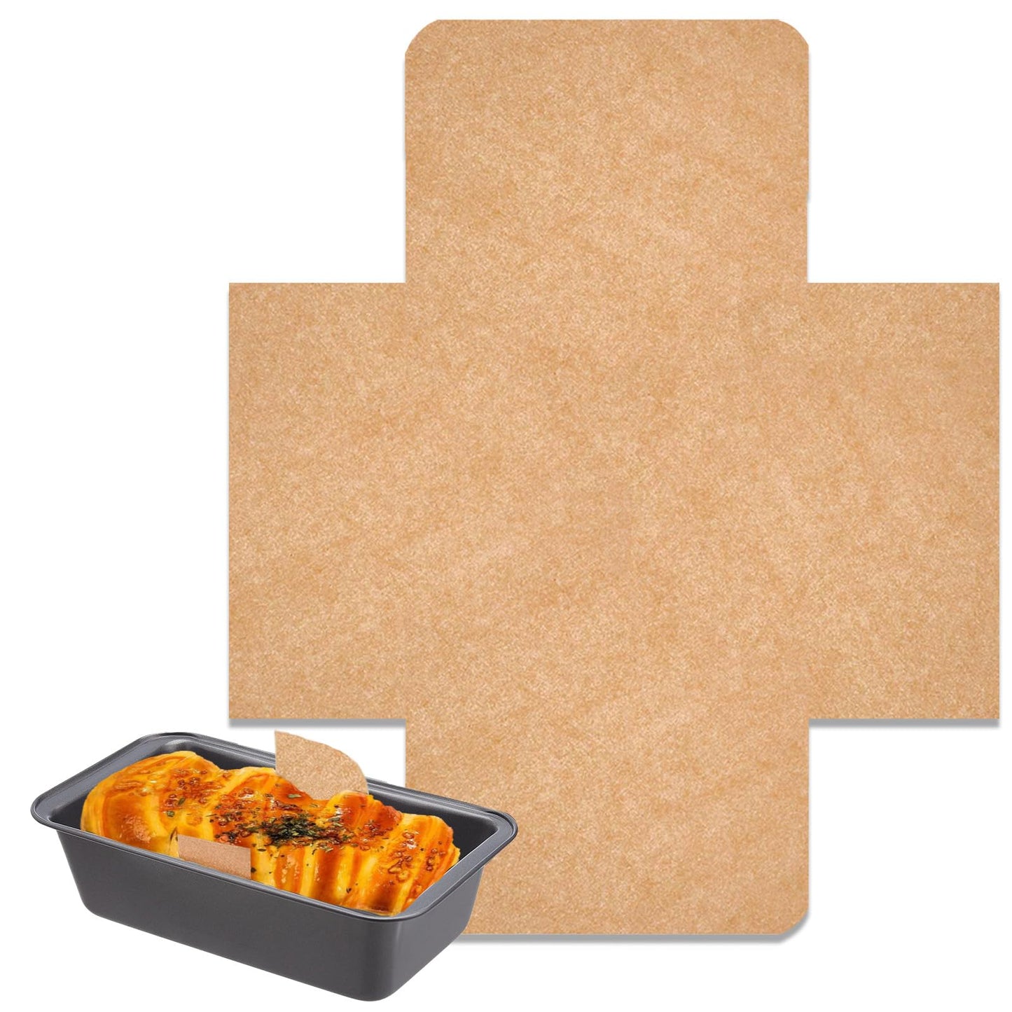 Incycall 100Pcs Loaf Pan Liners, Bread Pan Parchment Liners for Baking Toast Bread, Cakes, Banana Bread, Cookies, Brown，Ideal for Parchment Paper for Baking Loaf Pans