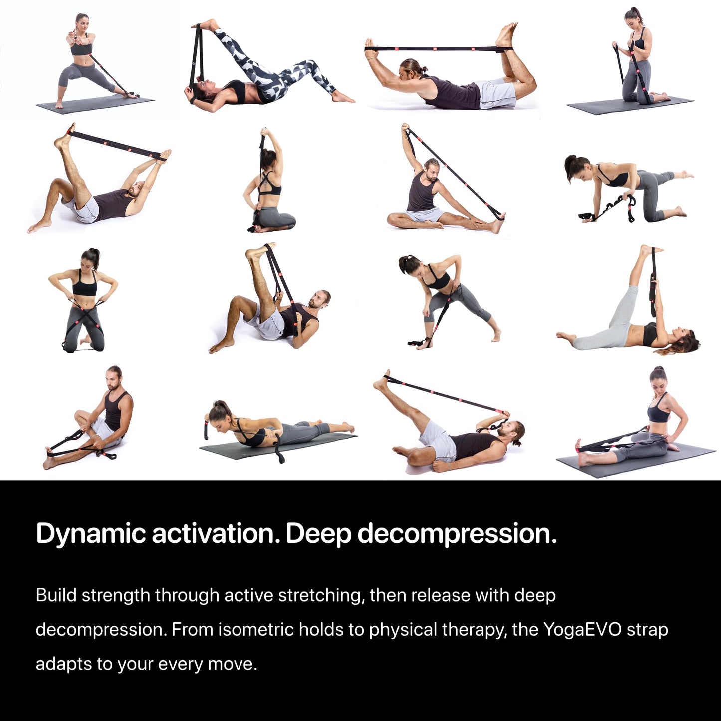 Stretching Strap with Loops for Physical Therapy | Physical Therapy Equipment | Yoga Strap for Stretching with Loops | Leg Stretcher | Workout Stretch Straps | Exercise straps | PT equipment | Black