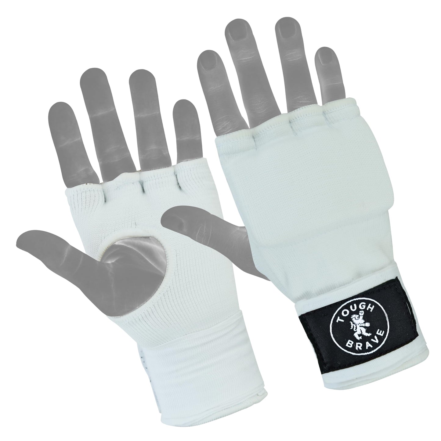 TOUGH BRAVE Boxing Gel Hand Wraps Quick Wraps – Padded Inner Gloves for Boxing, Muay Thai, Kickboxing & MMA Training (White, L)