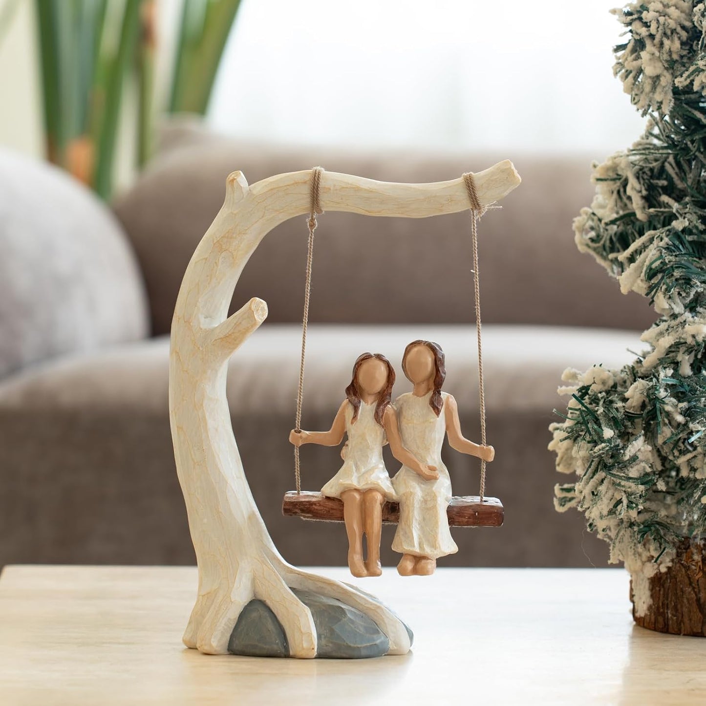 Regine Switzerland Mother Daughter Swing Statue - Hand-Painted Figurine | Perfect Birthday Gift