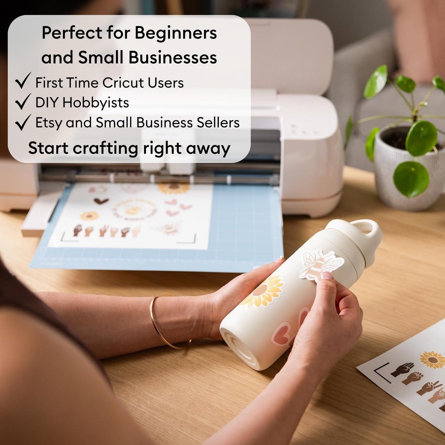 Cricut Maker 4 Cutting Machine Ultimate Beginner Sticker Making Bundle - Print Then Cut Machine with Waterproof Sticker Paper & Vinyl for Custom Stickers & Small Business, Seashell Die-Cutting Machine