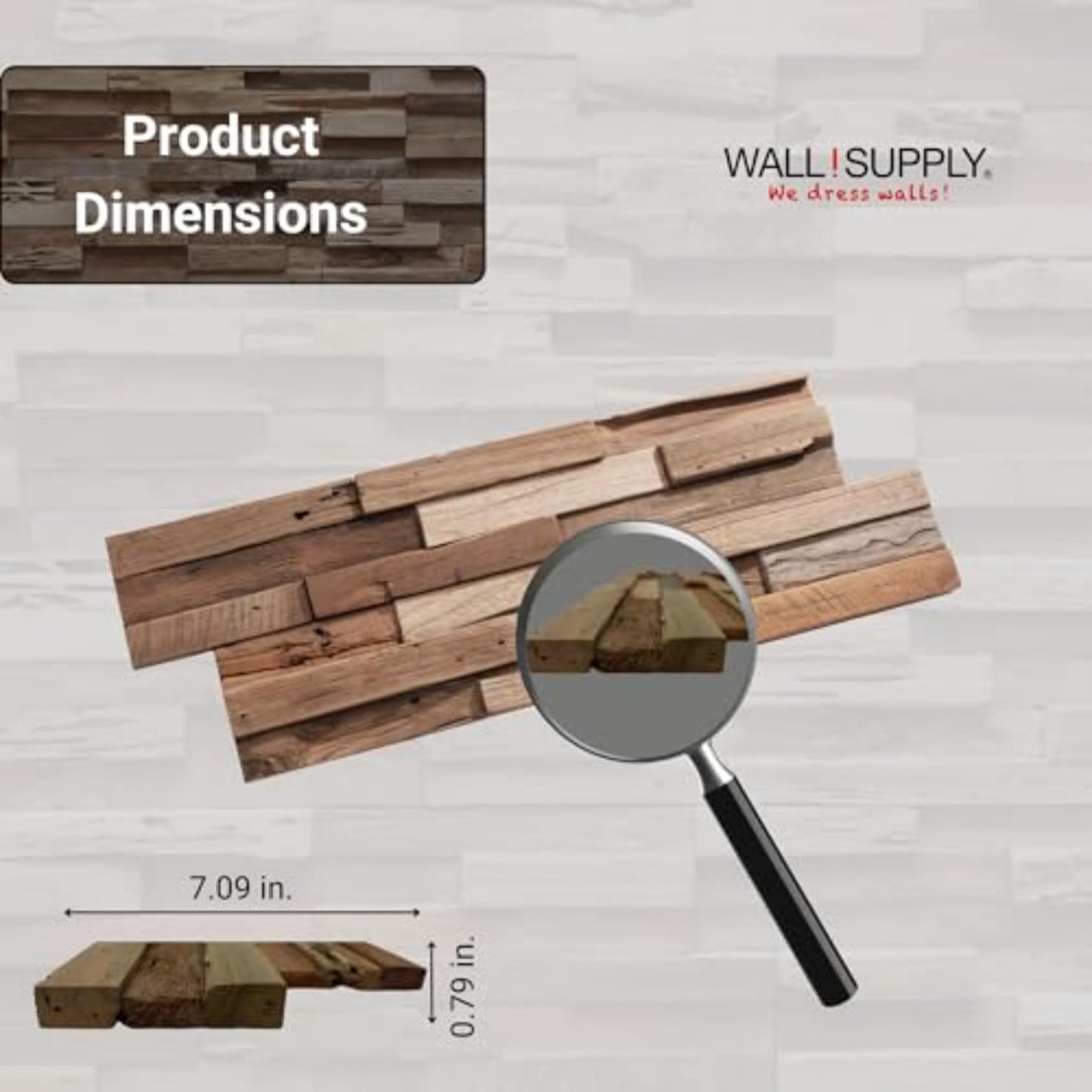 Wall!Supply 3D Wall Panels – Reclaimed Rustic Asian Teak Wood – Home Decor Wallpaper Alternative for Living Room, Bedroom & Office – Easy DIY Installation – 10 Pack, Covers 9.6 Sq Ft