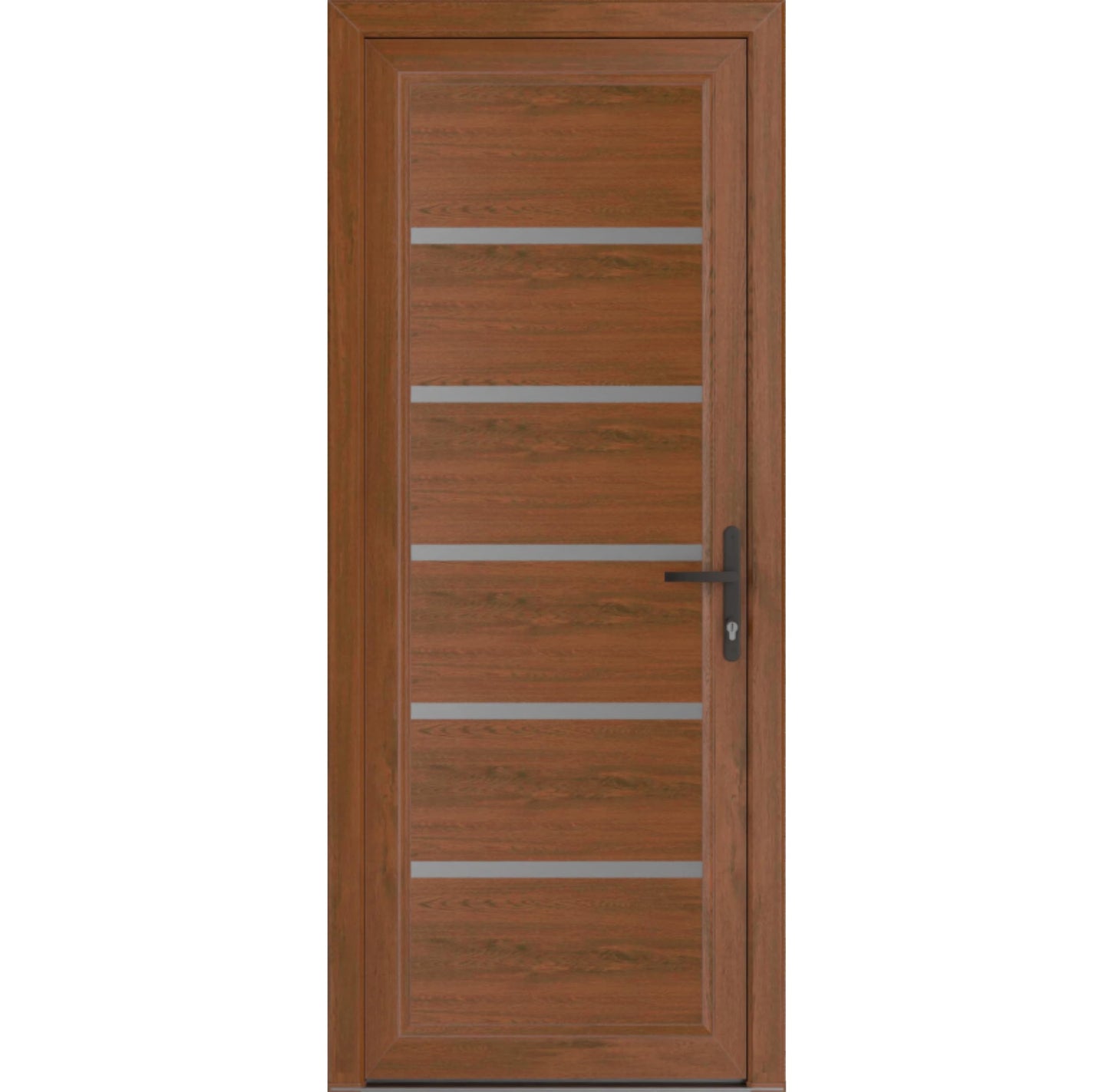 VDOMDOORS Front Exterior Prehung Metal-Plastic Door | Manux 8415 Walnut | Residential Doors Entrance Patio Garage W36 x H80 Left-Inswing