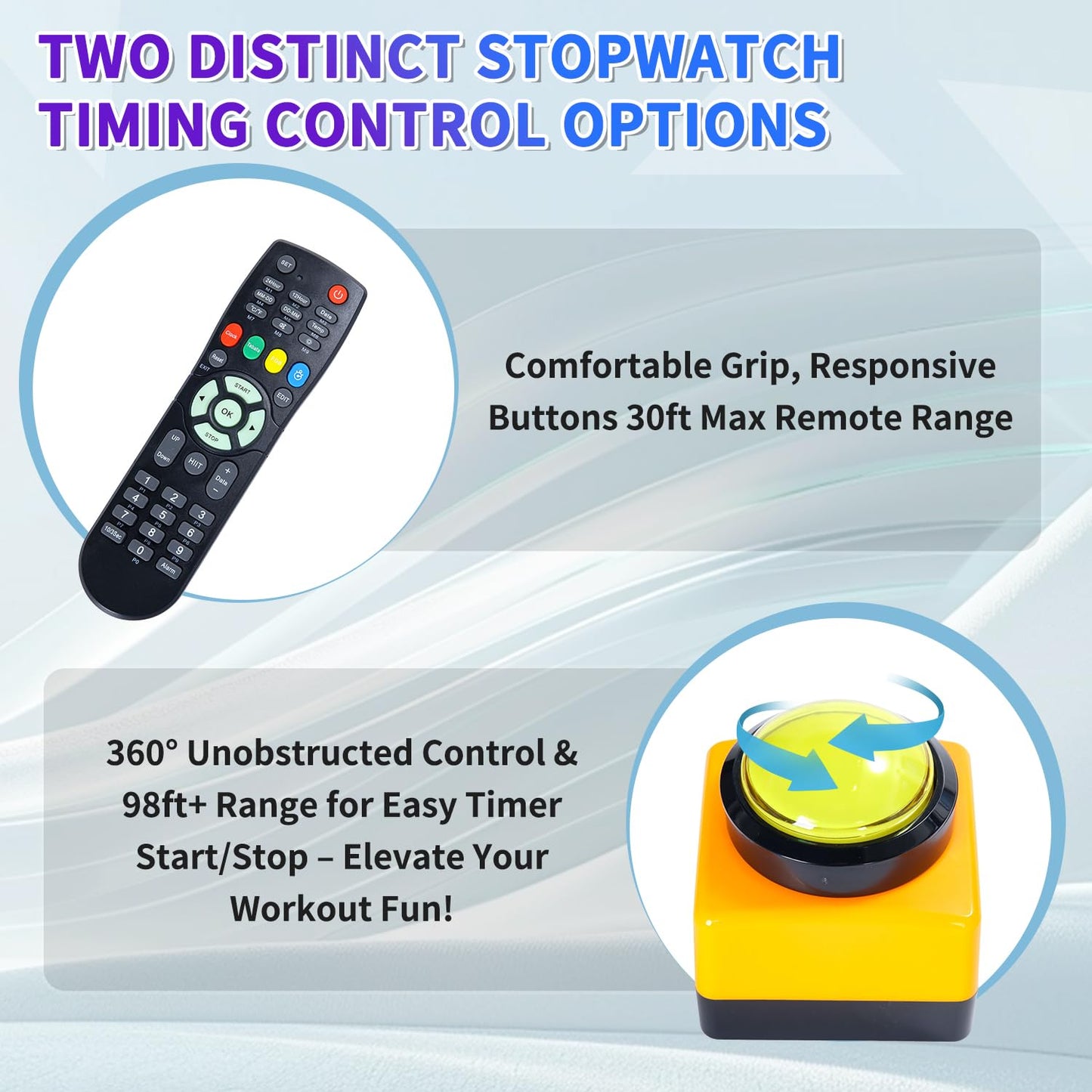 Large Stopwatch with Start/Stop Button、LED Digital Timer with Stand、360° Press Button、Stopwatch for Obstacle Course、Fitness Clock for Home Gym、Interval Timer for Exercise (1.5 red)