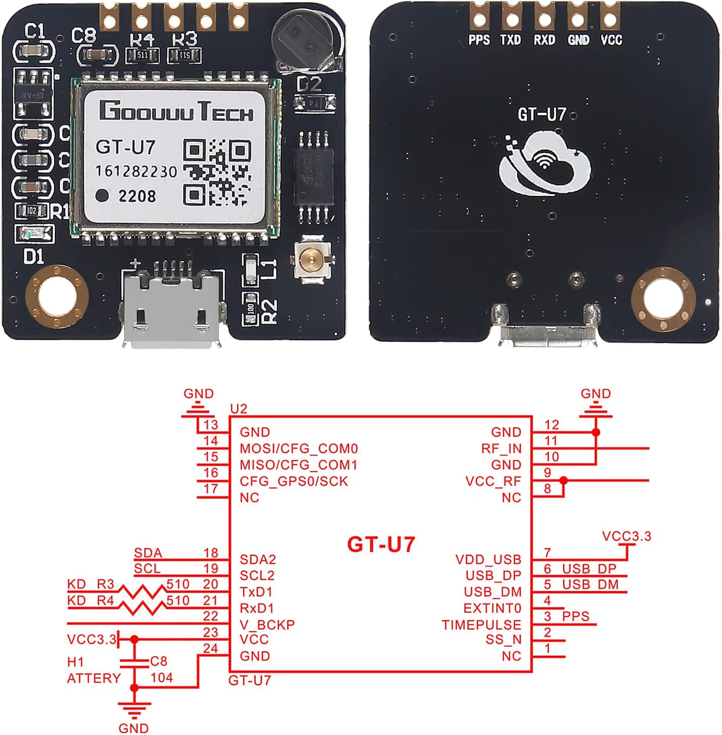 Alinan 3pcs GT-U7 NEO-6M 51 STM32 GPS Module Navigation Satellite Positioning GPS Receiver Compatible with MCU Low