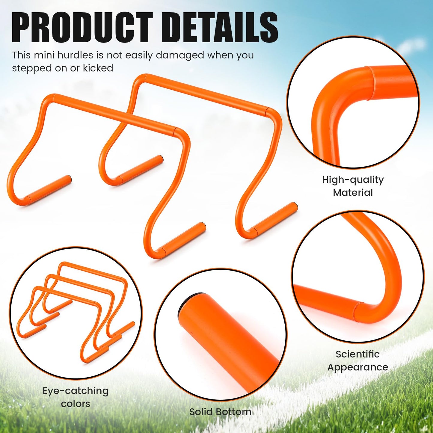 Seenelling 16 Pcs 12" Speed Agility Training Hurdles Large Size Detachable Agility Hurdles Training Equipment Set for Athletes Soccer Basketball(Orange)