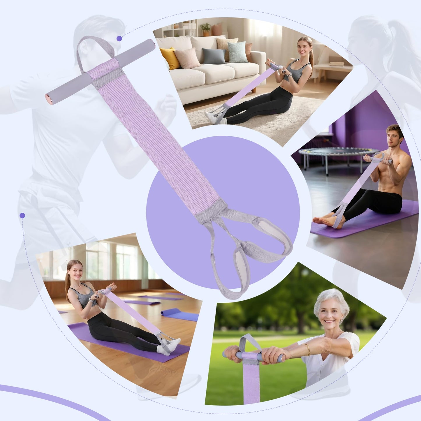 Fabric Resistance Band with Handles, 120lb Non-Slip Foot Pedal Resistance Band for Ankle Puller Sit-up & Leg Equipment Exercise, Multifunction Fitness Resistance Bands for Mothers Day