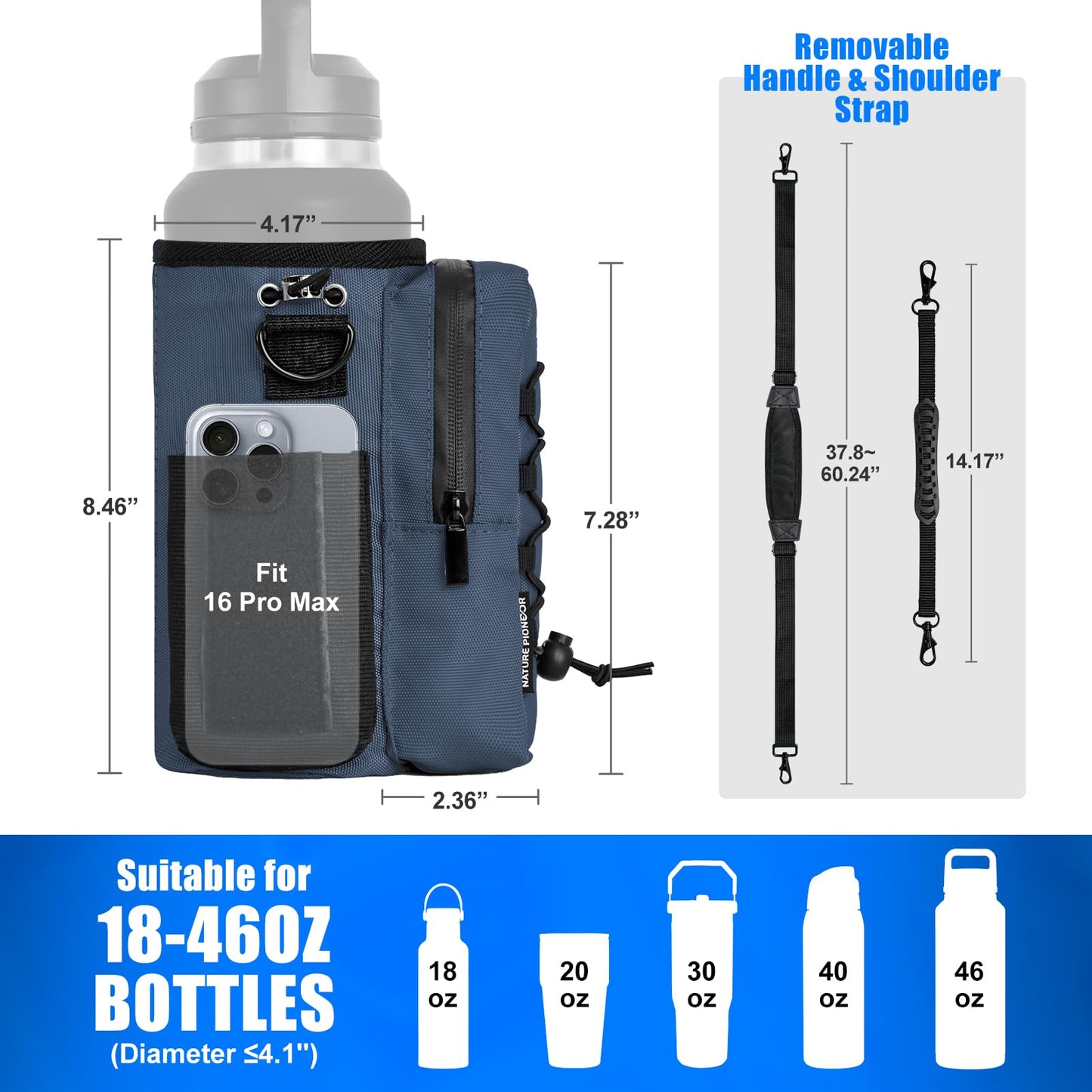 NATURE PIONEOR Magnetic Gym Bag for Men and Women - Magnet Water Bottle Holder Sling Carrier with Crossbody Shoulder Strap,Gym Accessories Pouch,Phone Pockets for Sports,Walking,Travel,Workout