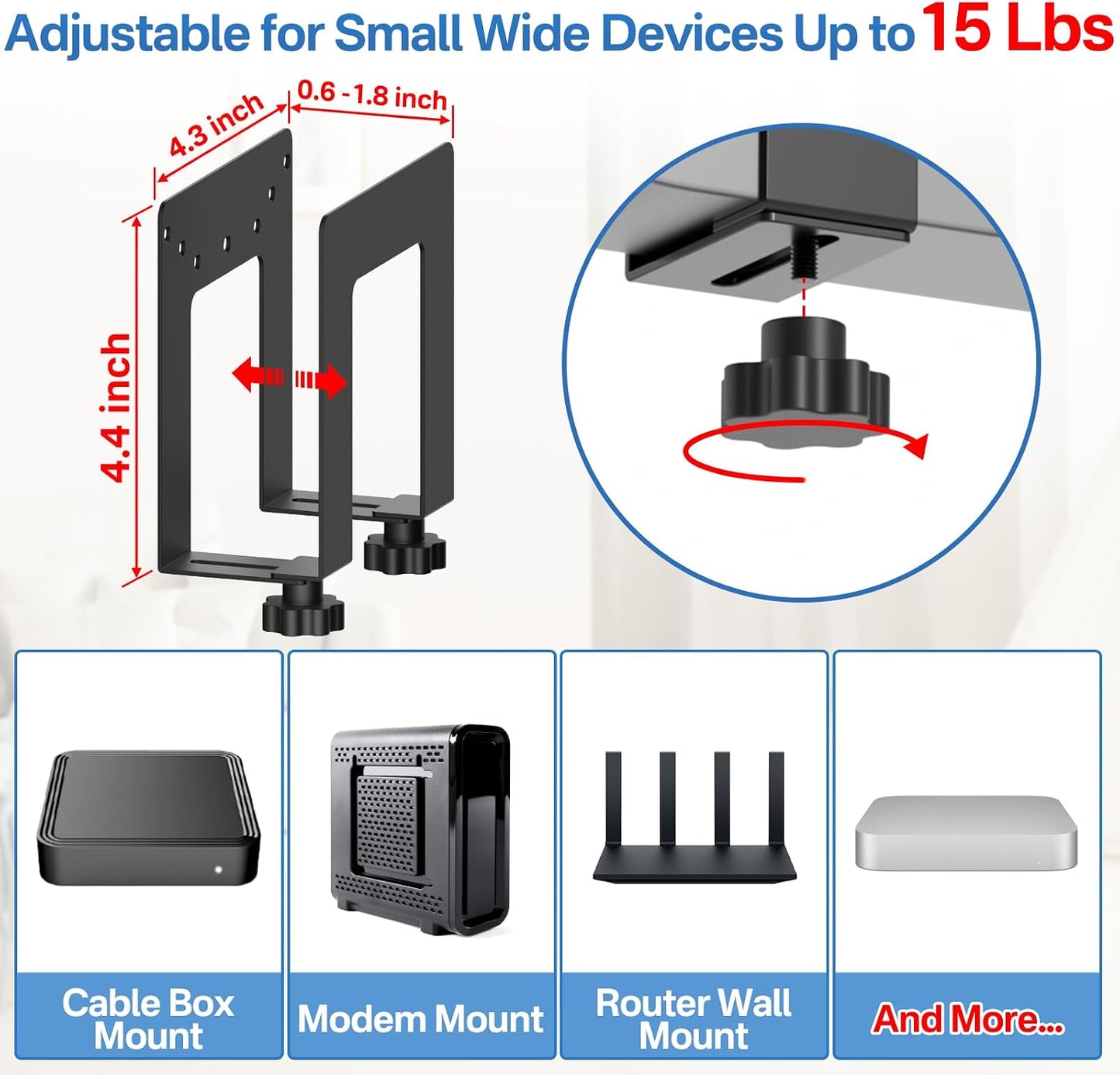 Chunxiao Adjustable Wall Mount for Cable Box | Router Mount | Modem Mounts, Cable Box Mount Behind TV for Streaming