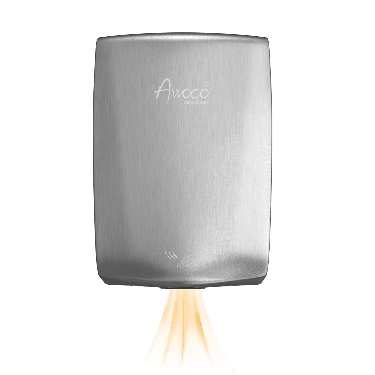 Awoco Compact Stainless Steel Automatic High Speed Commercial Hand Dryer, 1350W 120V UL Listed (Compact)