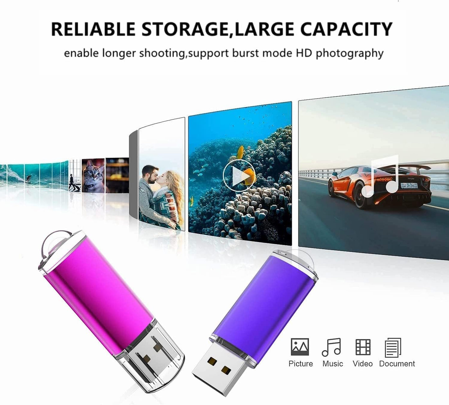 K&ZZ 4GB 5 Pack 2.0 4G USB Flash Drive USB Memory Sticks Flash Drives Easy-Storage Thumb Drive Gig Stick Zip Drive Pen
