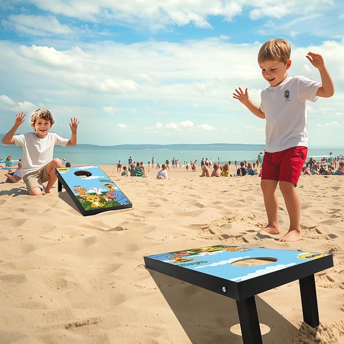 Portable 2 ft x 1 ft Cornhole Game Set with 8 Bean Bags and 1Carry Bag Excellent for Indoor & Outdoor Play – Fun Filled Cornhole Sets