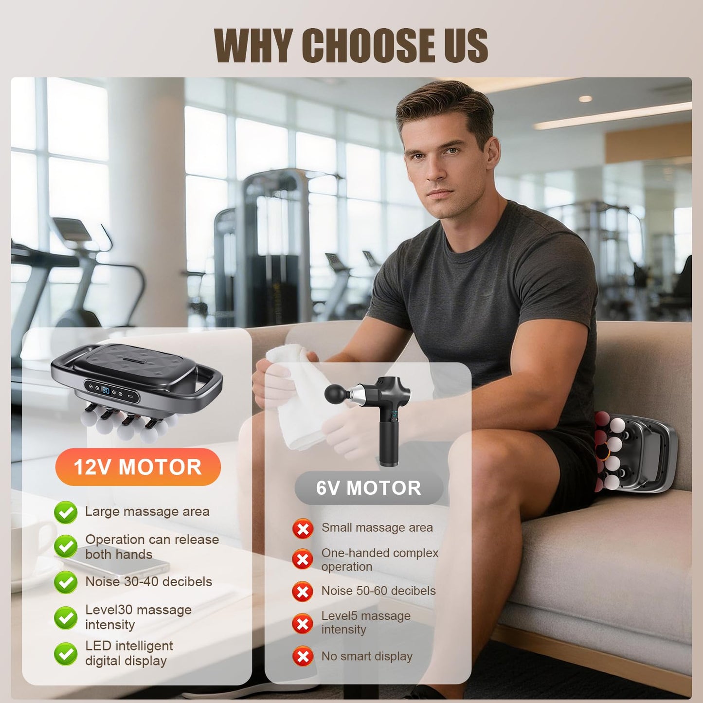 Fathers Day Dad Gifts, 16 Head Massage Gun, 【2026 Upgrade】 12V Motor 60kg Deep Tissue Percussion Massager, 30 Intensity Levels & 3 Smart Modes Multi-Head Back Massager for Legs,Arms,Waist Pain Relief