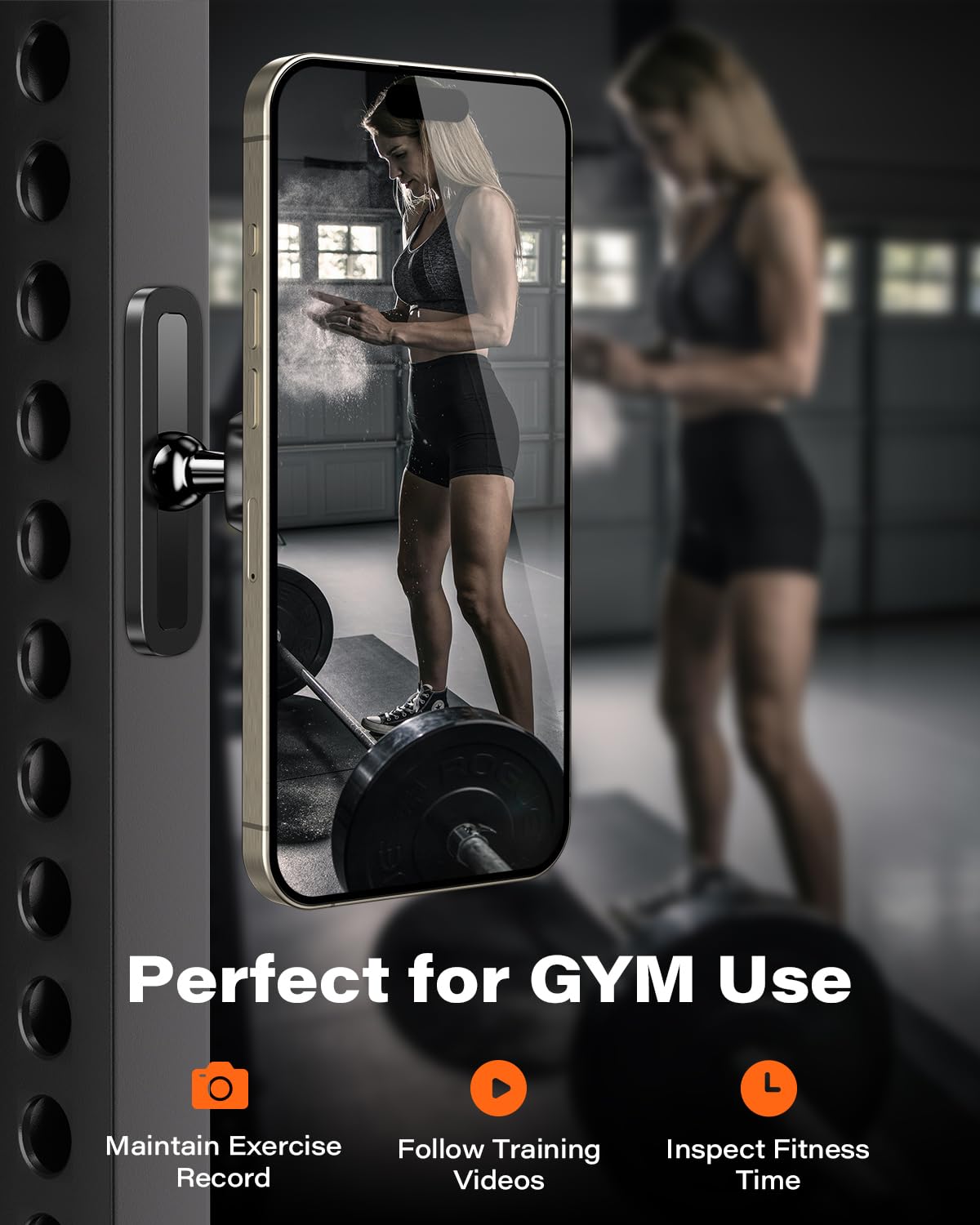 APPS2Car Magnetic Phone Holder for Gym, Alloy Base & Ball Joint, Attach to Metal Surfaces, Dual Magnet Phone Mount for MagSafe iPhone 12-17 Series