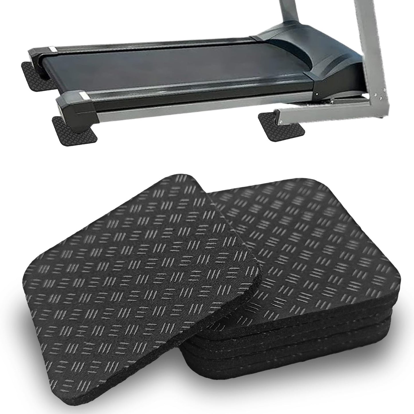 6PCS Treadmill Mat Pads, 4" x 4" Double-Sided Non-Slip Exercise Equipment Mat, Silicone Anti Vibration Pad for Walking Pad, Treadmill, Exercise Bike, Hardwood Floors Protection
