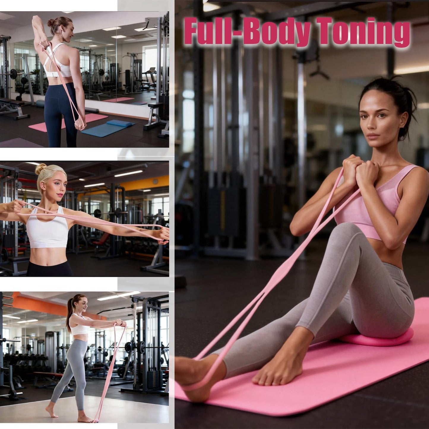 SPGOITRY Figure 8 Resistance Band for Women, 8 Shaped Resistance Bands with Handles, Shoulder Back Arm Bands for Workout
