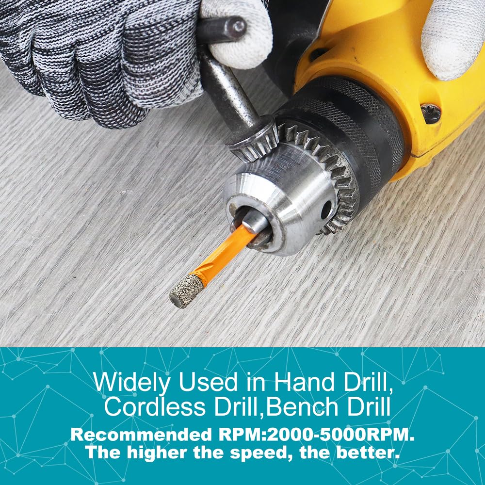 EXFEIN Diamond Tile Hole Saw Kit 12pcs and EXFEIN Diamond Drill Bits - Tile Drill Bits Kit 6mm 5pcs & Carbide Drill Bits 6mm 5pcs for Drilling Ceramic Porcelain Tile Marble Granite Masonry