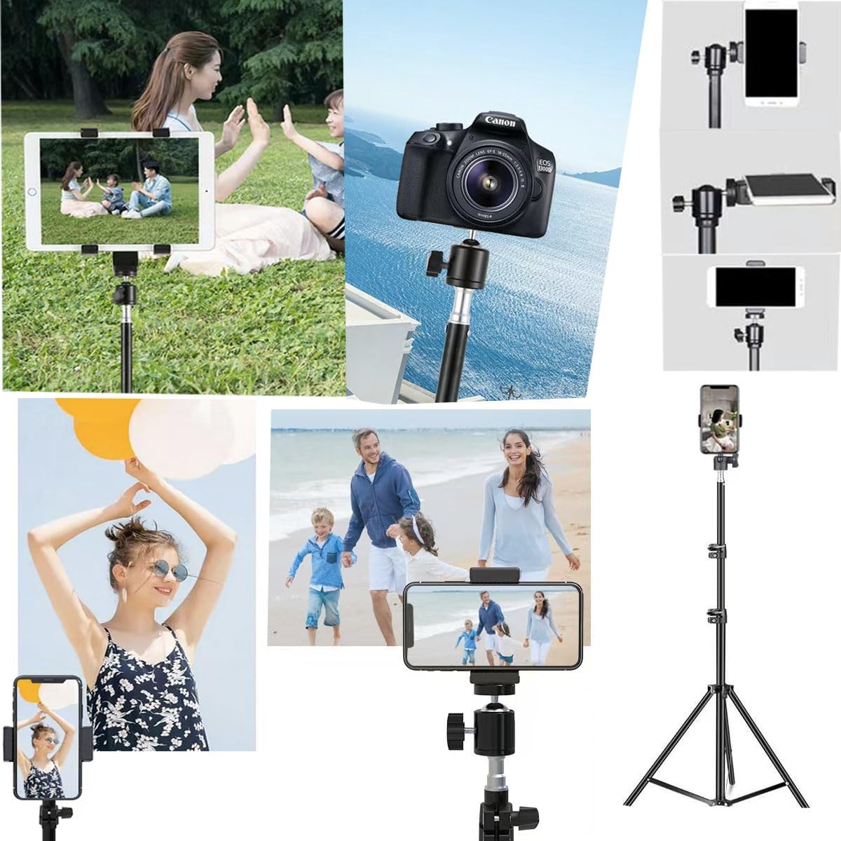 Tengsun 63 360 1/4" Tripod Stand Holder Lightweight Tripod with Ball Head Remote ThreadExtendable Cell Phone and Camera