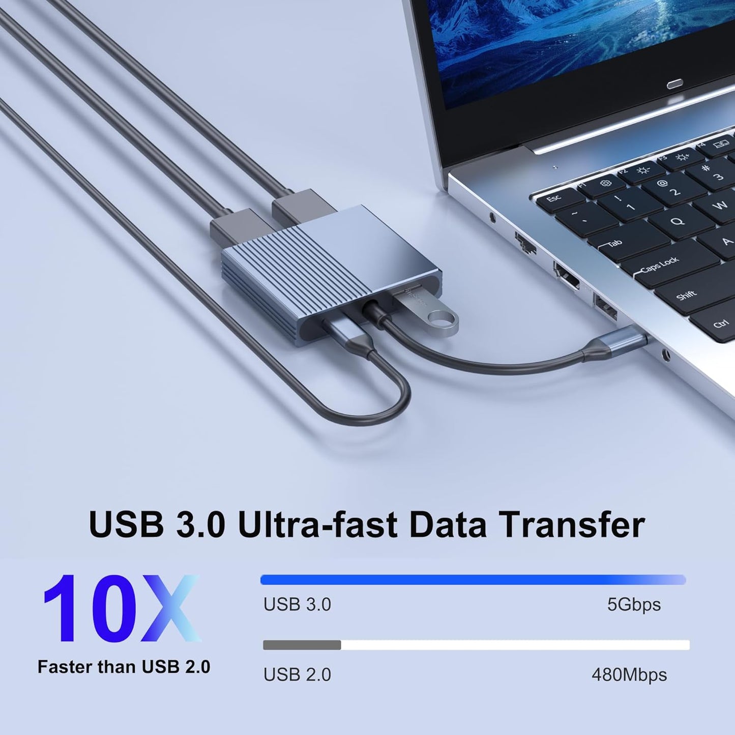 Aibilangose 4K@60Hz USB3.0/PD, Display Port Splitter for Dual Monitors, USB C to Dual DisplayPort Adapter