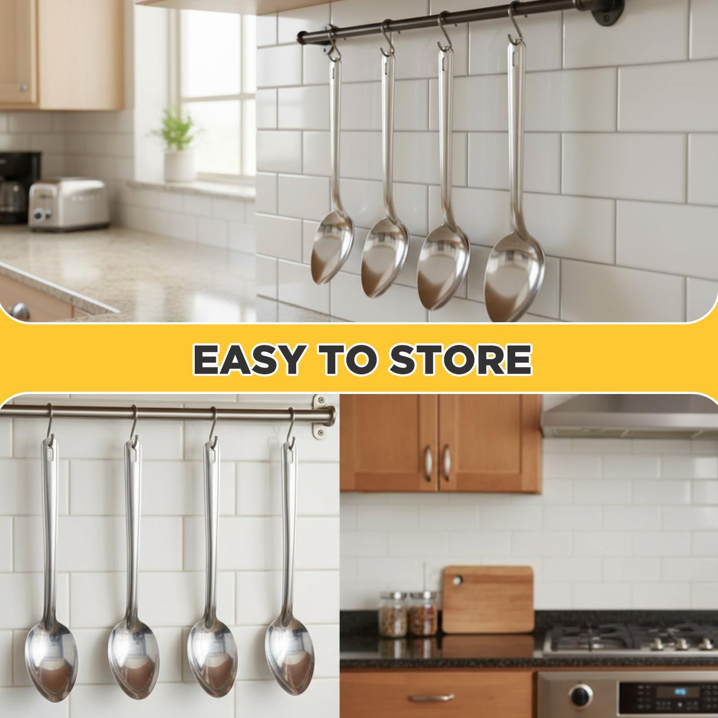 Sawysine 4 Pack 21'' Stainless Steel Spoons Extra Long Handle Stirring Spoons Giant Spoon Buffet Serving Spoon for Buffet Restaurant Brewing Cooking Serving Solid, with Thickness of 1.5mm