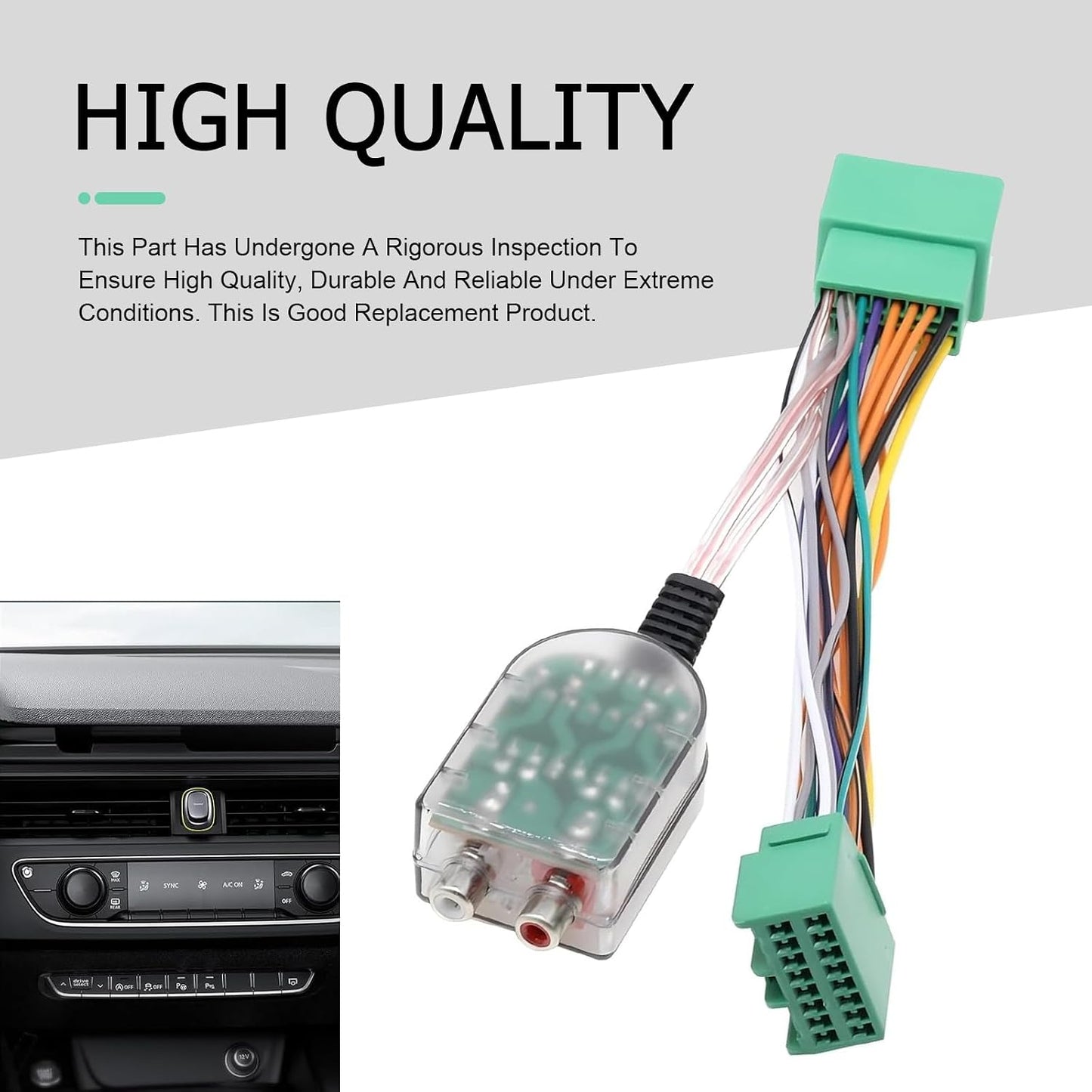CyperFair K-103A Add A Subwoofer Amplifier Wire Harness, Plug and Play High-to-low Wiring Harness Impedance Converter