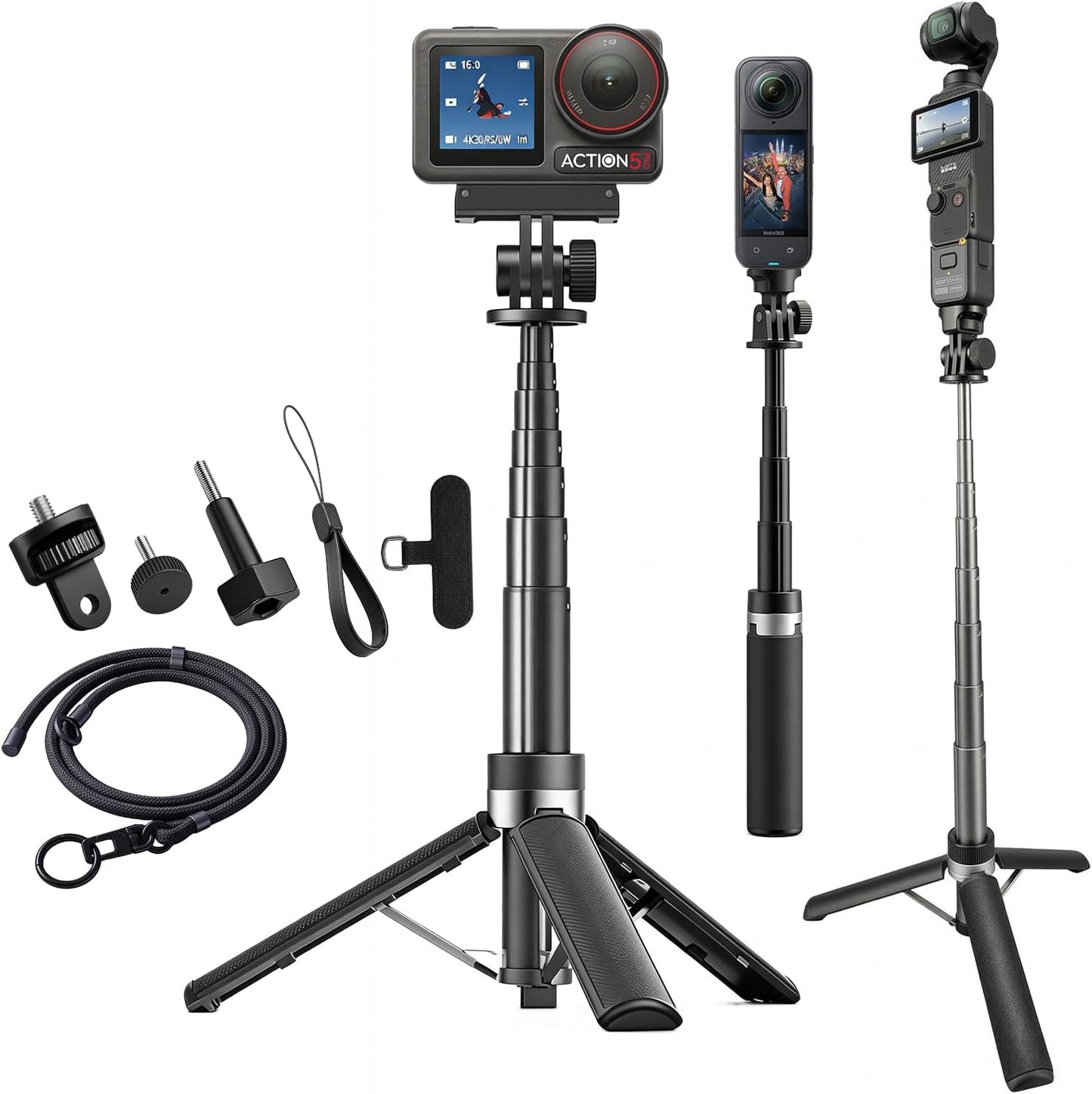 Repmidfer 29'' 3 4, 360 Extendable Selfie Stick Tripod Kit for DJI Osmo Pocket Portable Anti-Drop Tripod Stand w Neck