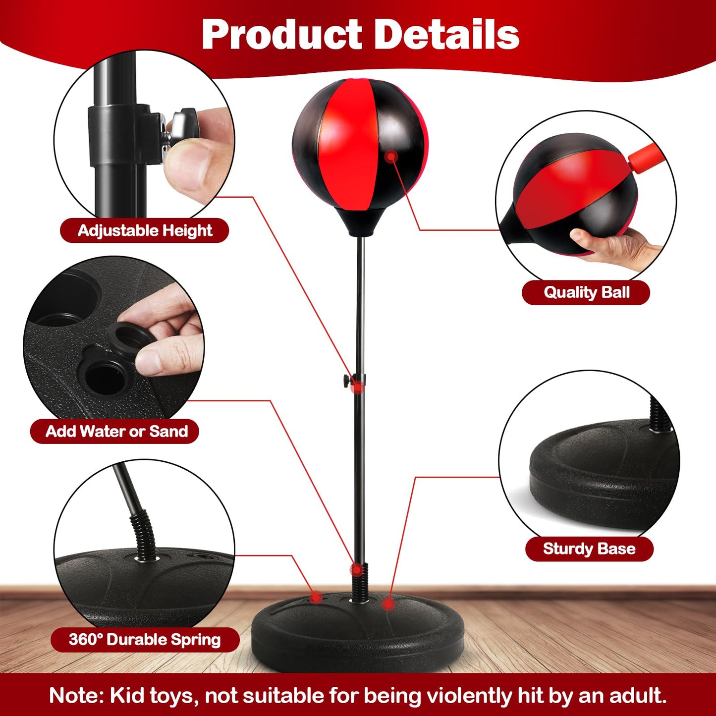 Punching Bag for Kids 8-12 Years, 2Pack Kids Boxing Gloves for 3-8, Kids Punching Bag with Height Adjustable Stand for 5-7, Outdoor Boy Toys, Birthday Gifts for 5 6 7 8 10 12 Years Old Boys