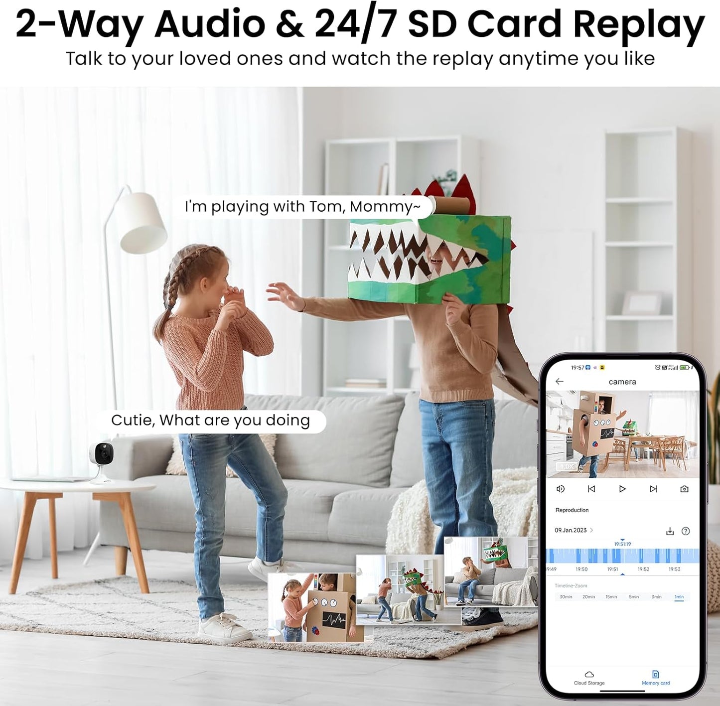 AOQEE 2K 24/7 (C1-White-3pack-2.4G) Cameras for Home Security-Outdoor/Indoor Camera for Dog/Cat/Pet/Nanny/Baby/Elderly