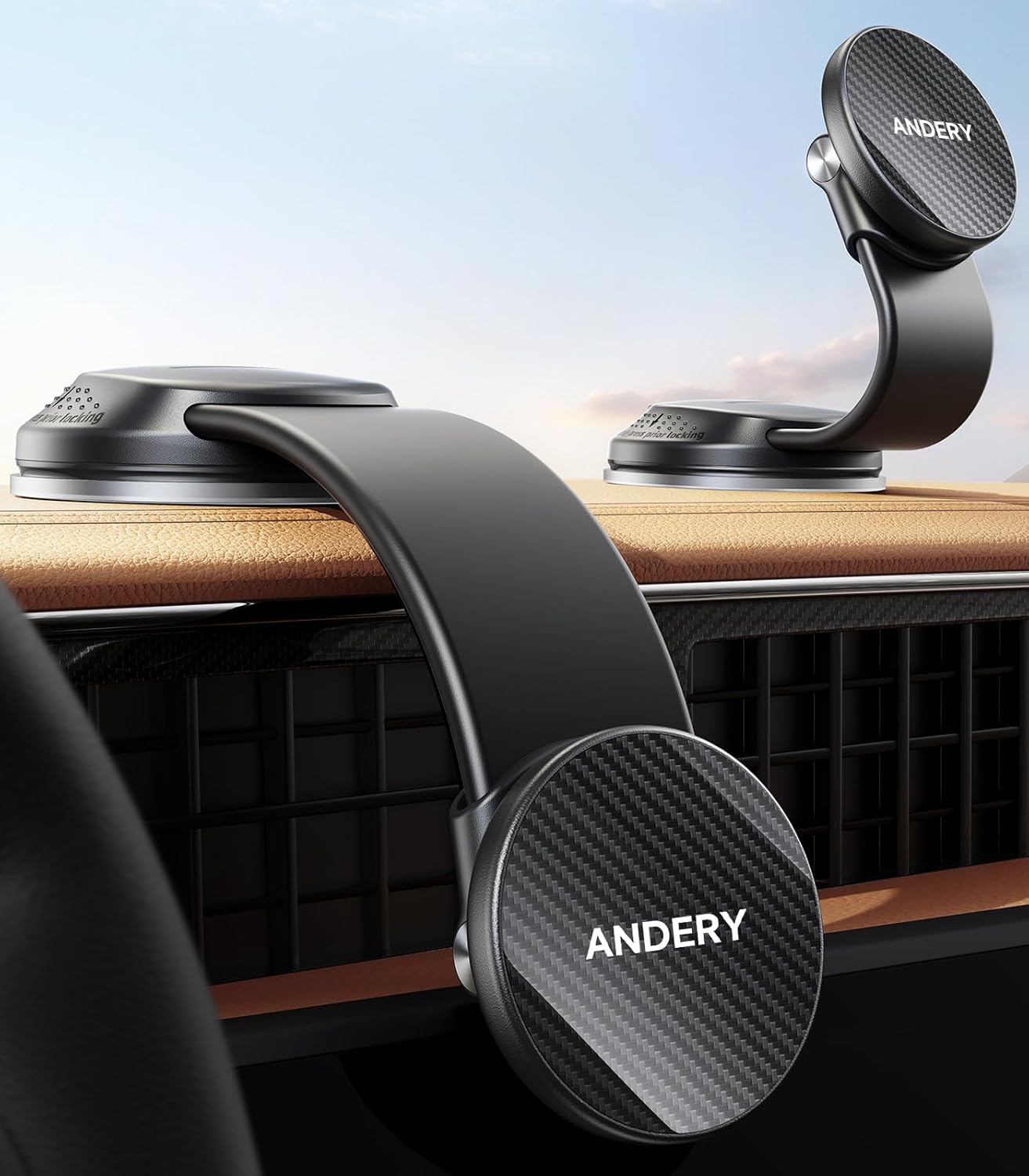 ANDERY [360 2400gf Car Phone Holder for MagSafe Adjustable Memory Alloy Arm | Strongest Magnetic Power] Bendable Car