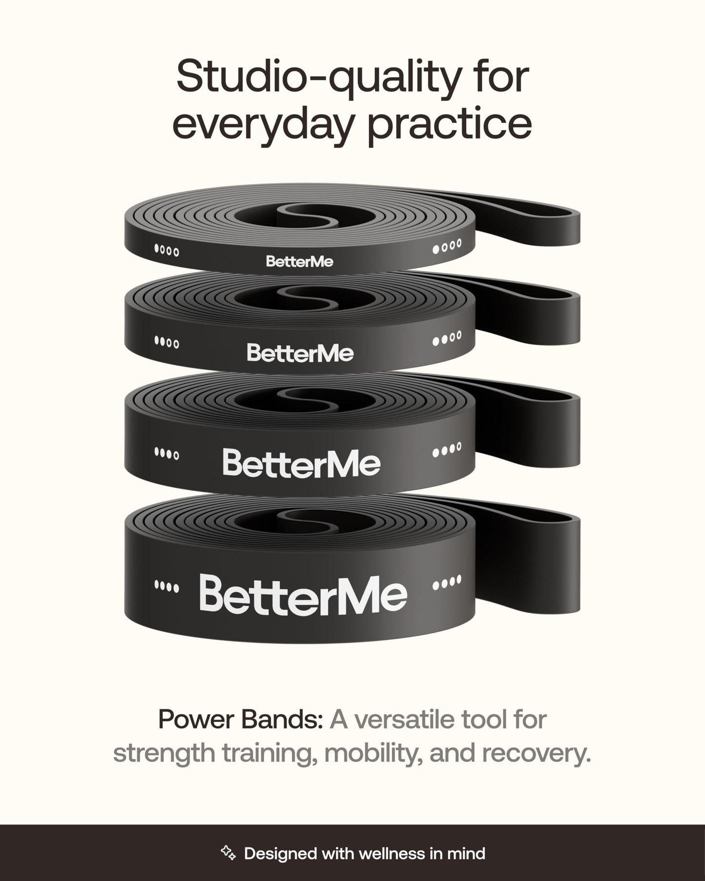 BetterMe Power Bands - Heavy Duty Resistance Bands for Working Out - Long Loop Resistance Bands for Strength Training, Pull Up Assistance, Mobility & Stretching