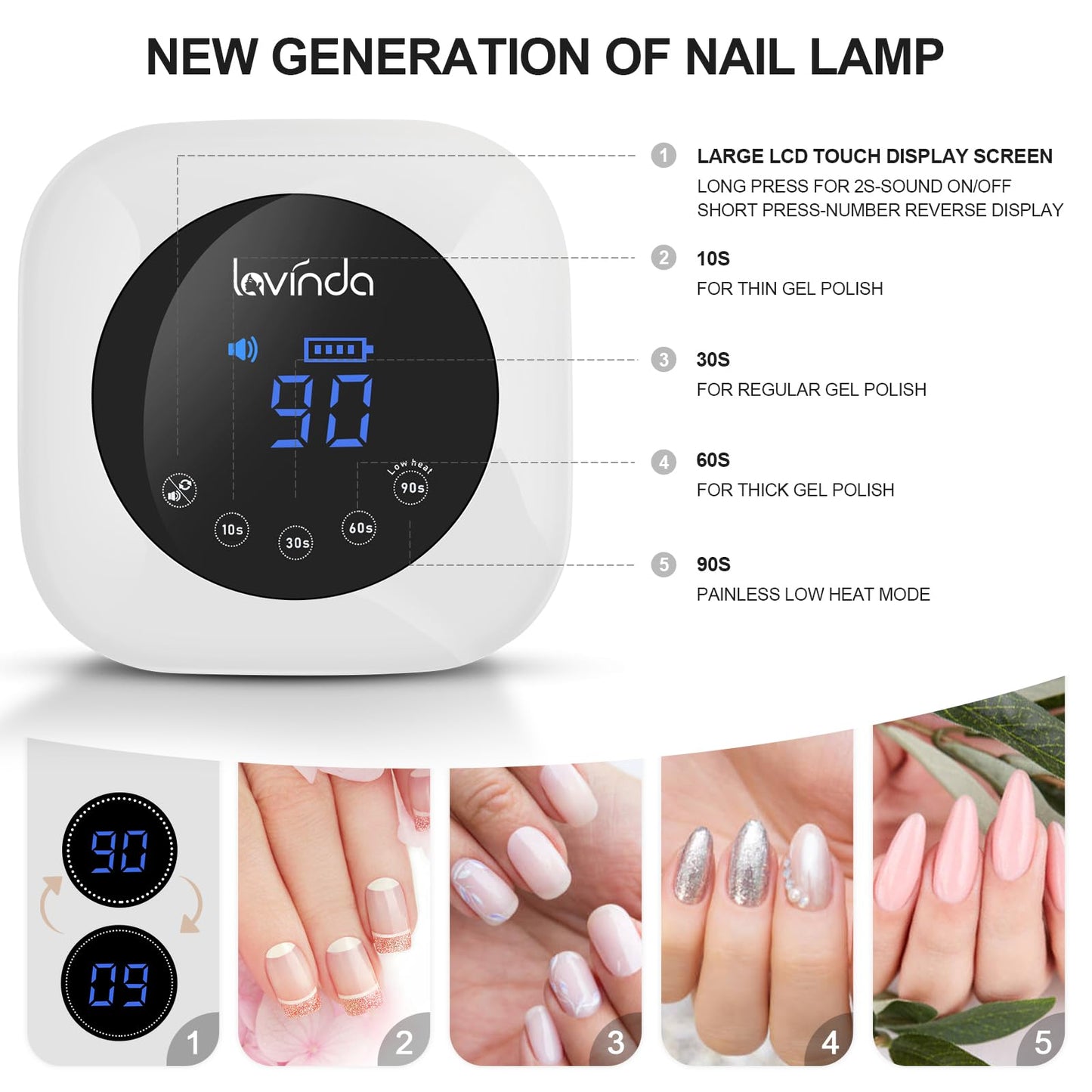 Lavinda UV LED Nail Lamp, Cordless Nail Lamp 54W UV Light for Gel Nails & Professional Nail Drill Machine, 35000RPM Electric Nail File