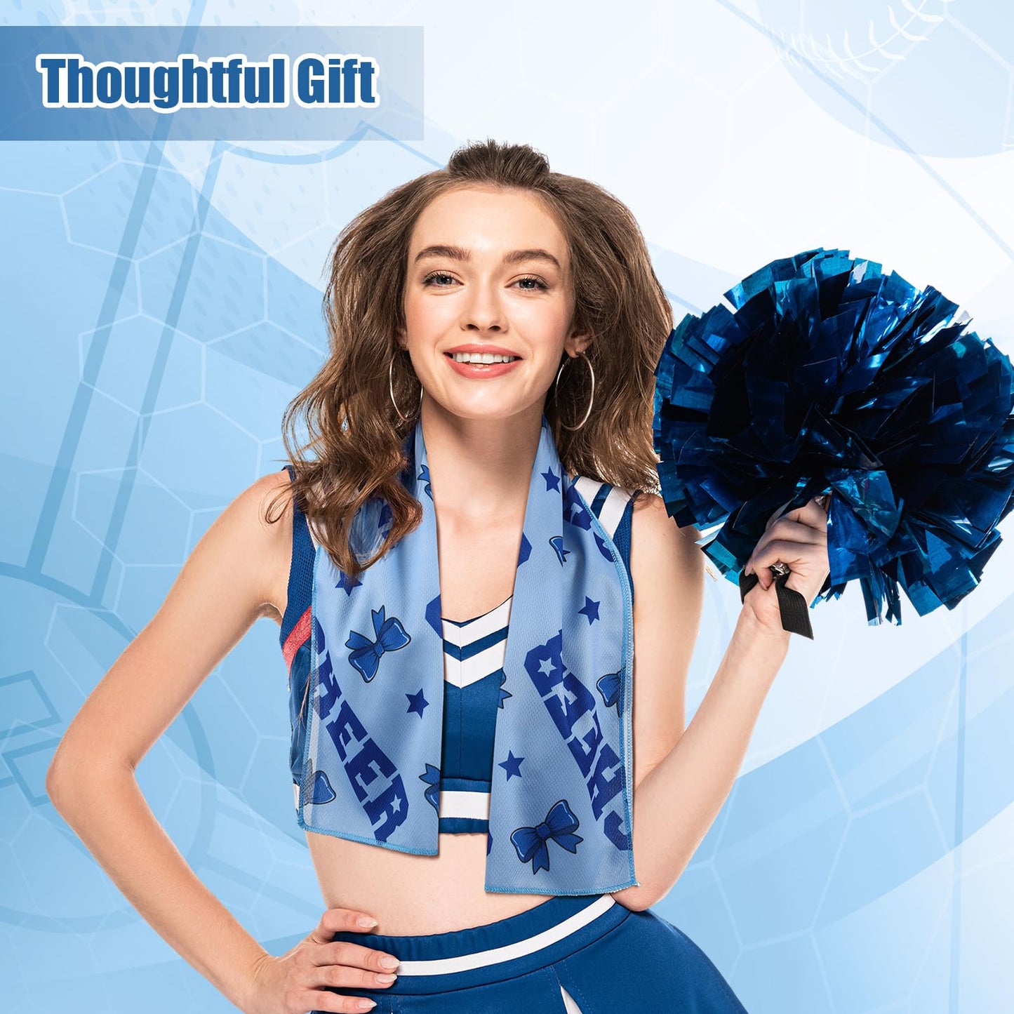 HunnmingRe 12 Pcs Cheerleader Cooling Towel Cheer Gifts Bulk for Team 40" x 12" Breathable Chilly Microfiber Towel for Sports Senior Night Gift Basketball Football Baseball Events (Blue)