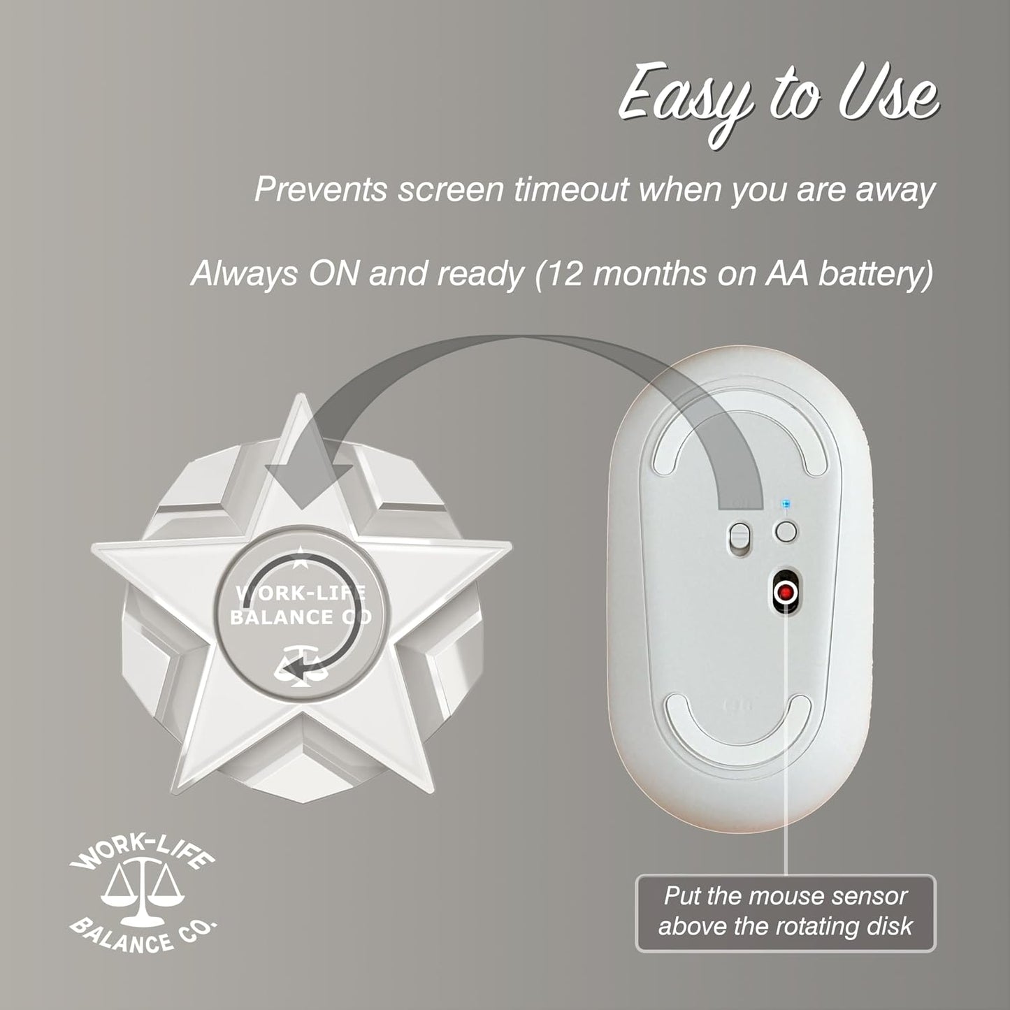 Work-Life Balance Corporation Work-Life Balance Compact Mechanical Mouse Jiggler - Undetectable Device to Keep Mouse