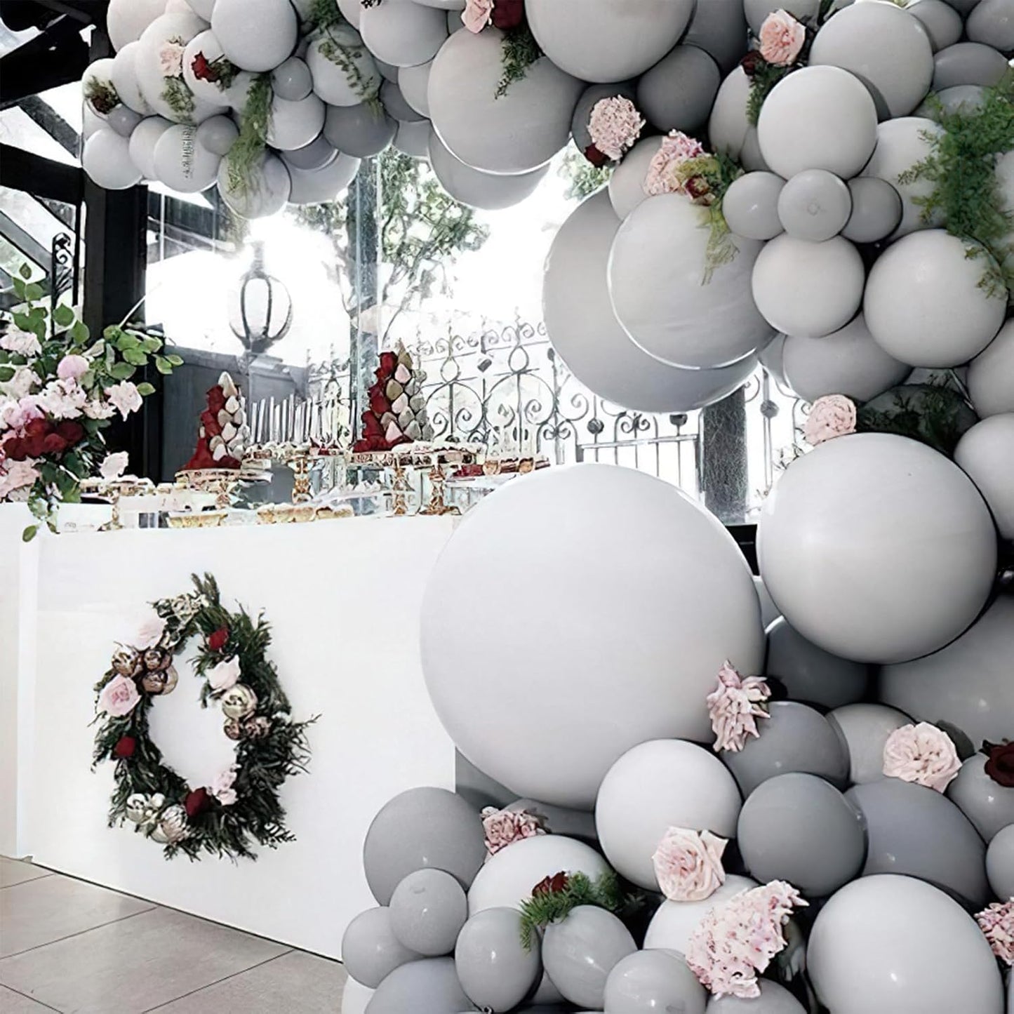 PartyWoo Gray Balloons - 120-Piece Matte Latex Balloon Arch Kit for Baby Showers & Weddings | 5-12 Inch Sizes