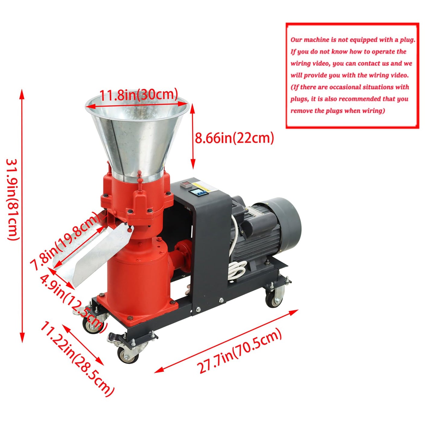 Banfluxion Pellet Machine with Three Head Rollers 220V Animal Feed Pellet Machine Chicken and Duck Pellet Mill Grinder Pellet Maker Granulator Feeder with 6mm Holes Plate, 3500W 150KG/H