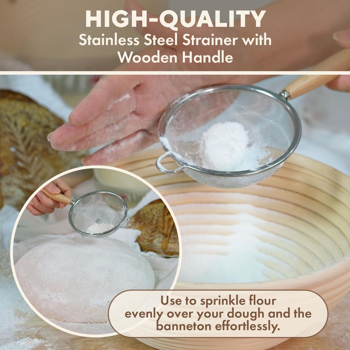 Banneton Bread Proofing Basket Set - 9-Inch Round Artisan Sourdough Baking Kit with Tools & Liners