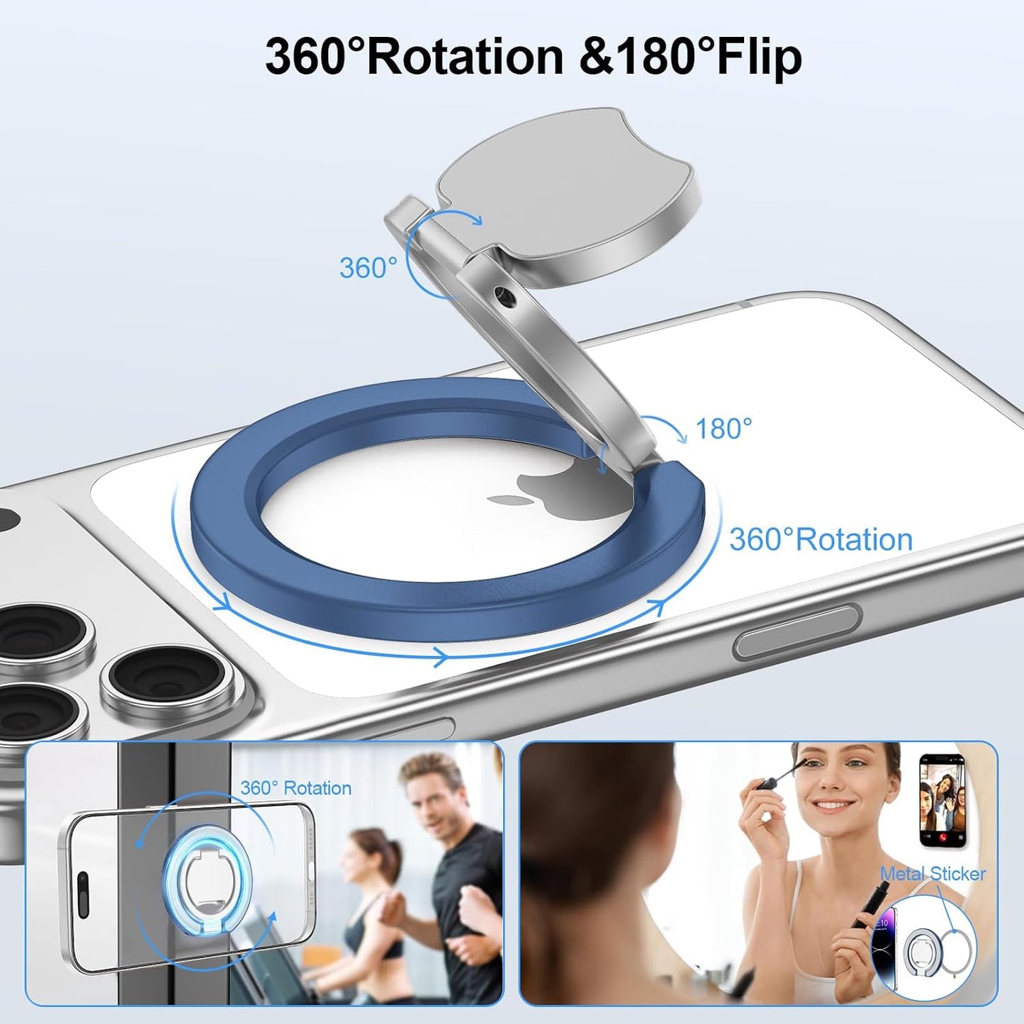 17 16 15 14 13 12 Magnetic Phone Ring Grip for Magsafe, Two-Sided Magnet Gym Finger Ring Kickstand Cell Phone Grip