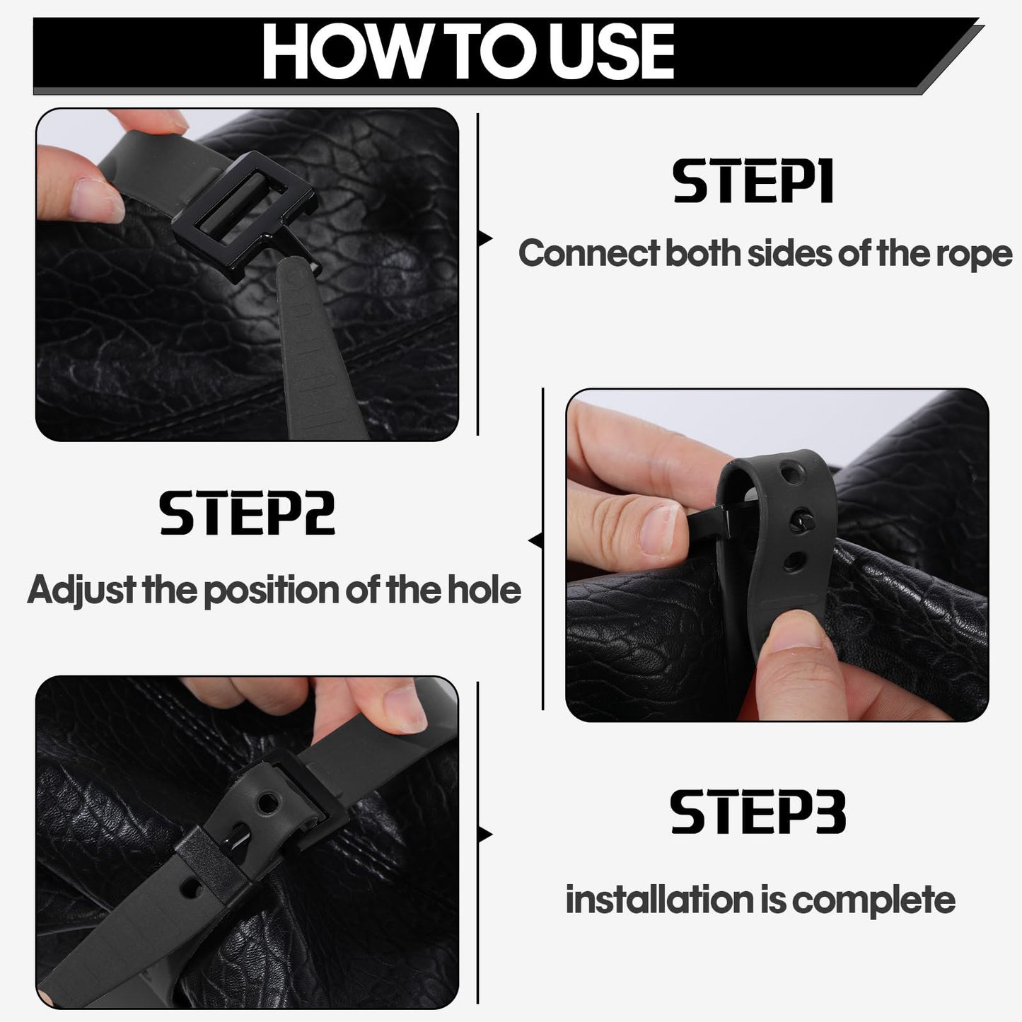 Blulu 4 Pack Reusable Industrial Straps 20" Length Reliable Tension Straps for Securing Bike Motor Gear -70 Lb. Working Load, Elastic Cable Ties for Welders Skis, Garden Hoses (Black)