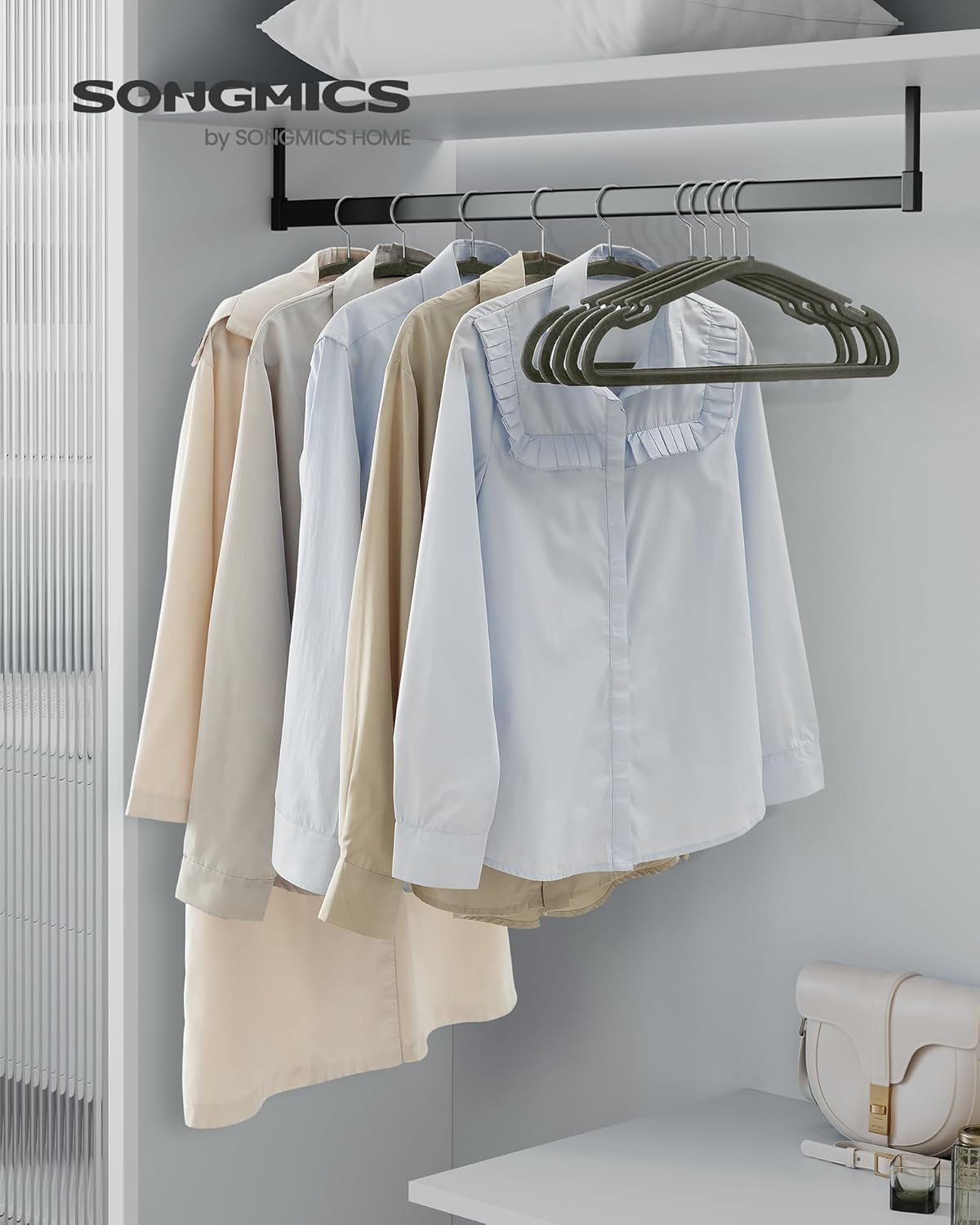 SONGMICS Velvet Hangers - 50 Pack Non-Slip Clothes Hangers with 360° Swivel Hook | Gray, 17 x 8.3 Inches