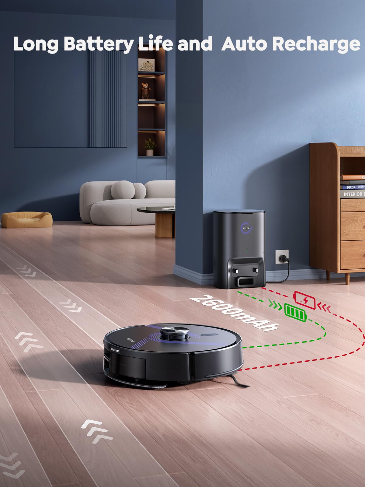 Vyzzle Robot Vacuum and Mop, 8000Pa Self Emptying Robot Vacuum with LiDAR Navigation & Smart Mapping, Robotic Vacuum Cleaner for Pet Hair, Carpet & Hard Floors, 180Min Runtime, App/Alexa Control, E20