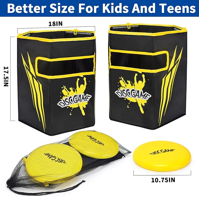 Flying Disc Toss Game - Outdoor Disc Golf Toss Dunk Set Games,Includes 2 175G Flying Disc and 2 Targets for Beach, Camps, Tailgates, and Backyard Parties