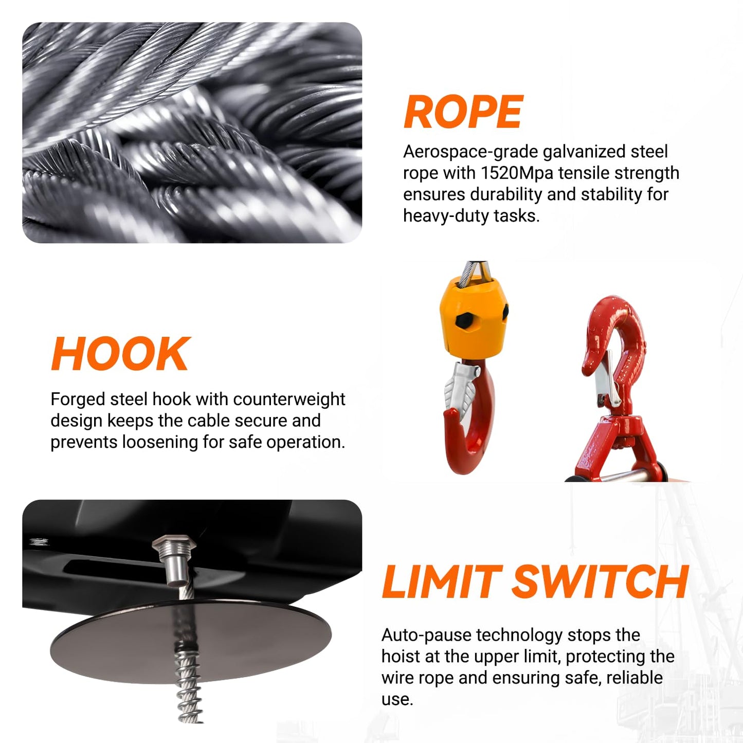TKK 3 in 1 Electric Hoist Winch, 1540lbs Capacity, Portable with Wire and Wireless Remote Control, 120V, 25ft Lifting Height, Overload Protection